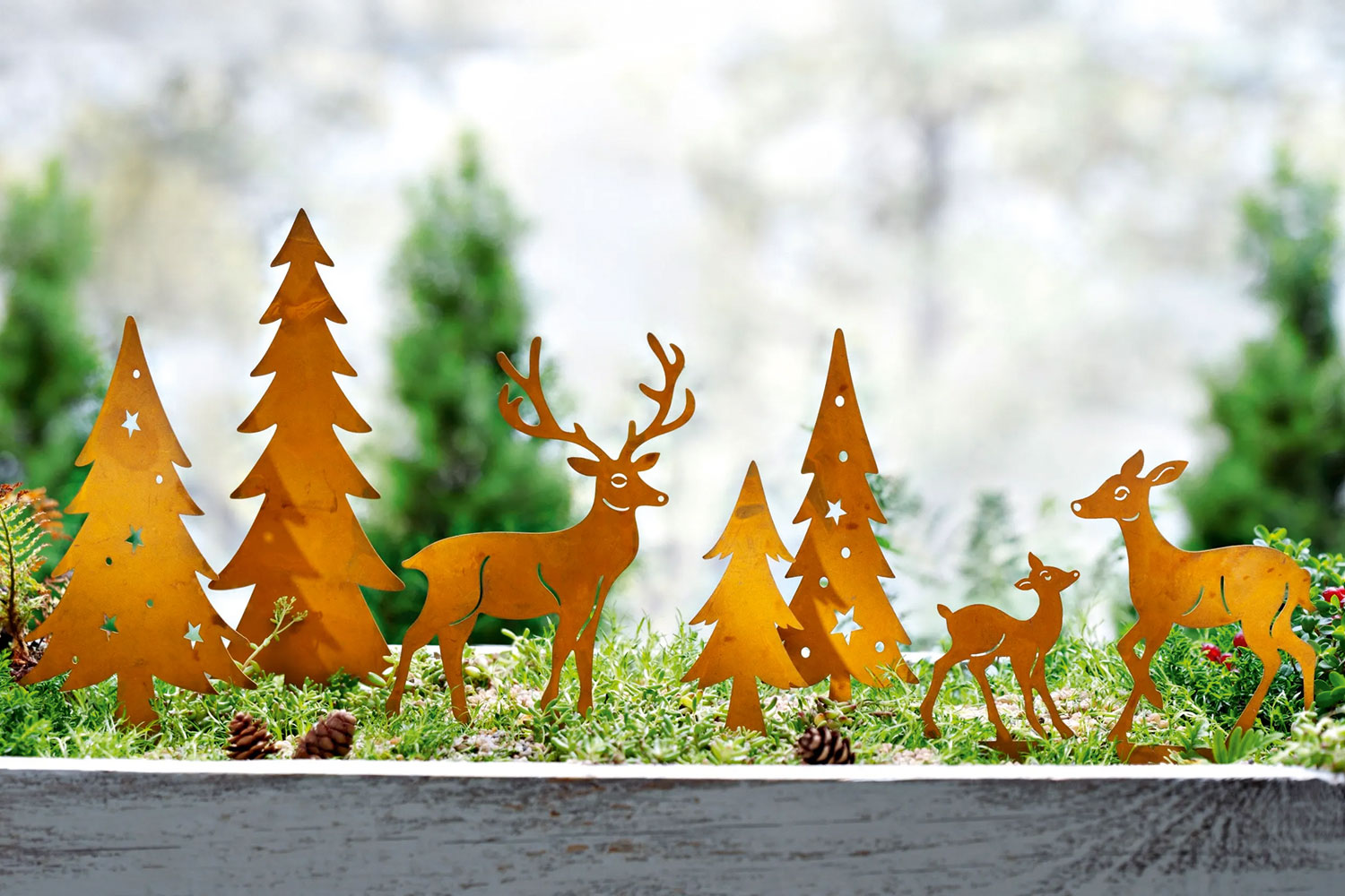 7er-Set Dekostecker Waldszene