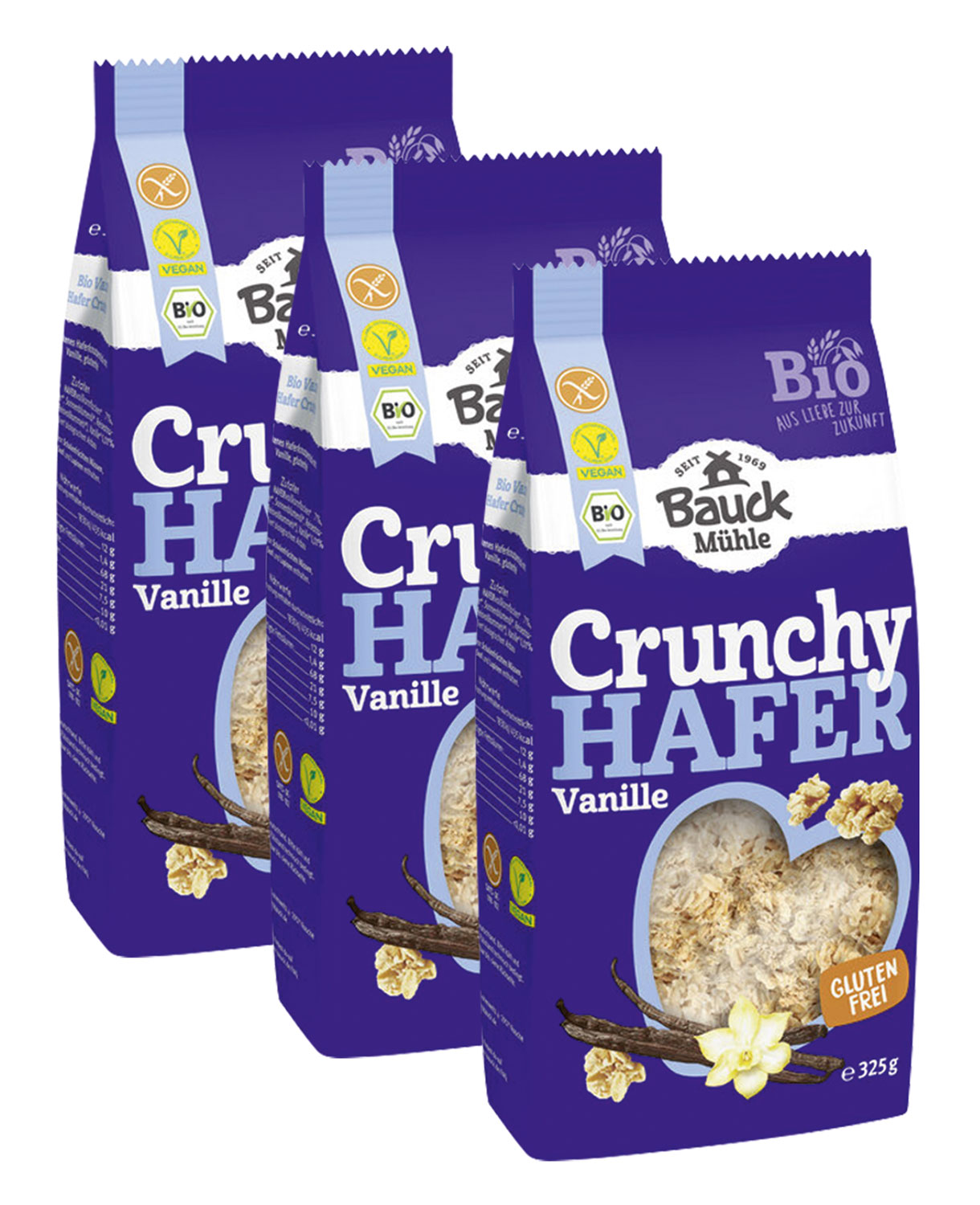 3er-Pack Bauck Mhle Hafer Crunchy Vanille Bio