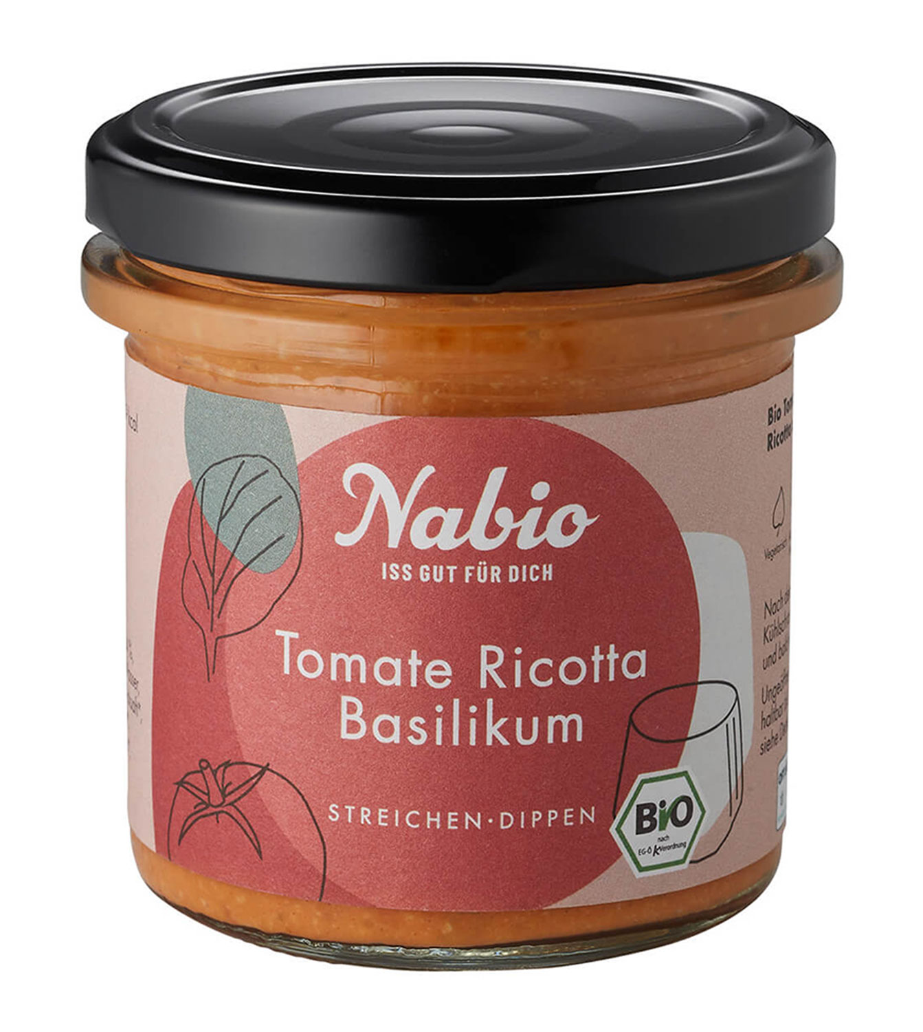Nabio Bio-Aufstrich Tomate, Ricotta & Basilikum