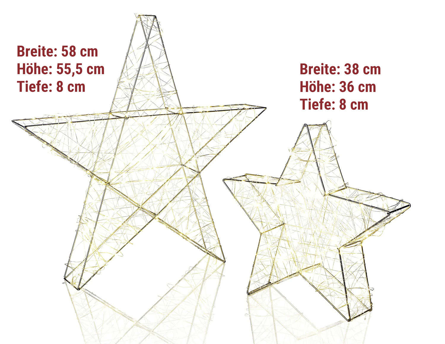 2er-Set LED-Sterne aus Metall mit 150 LEDs und 220 LEDs01
