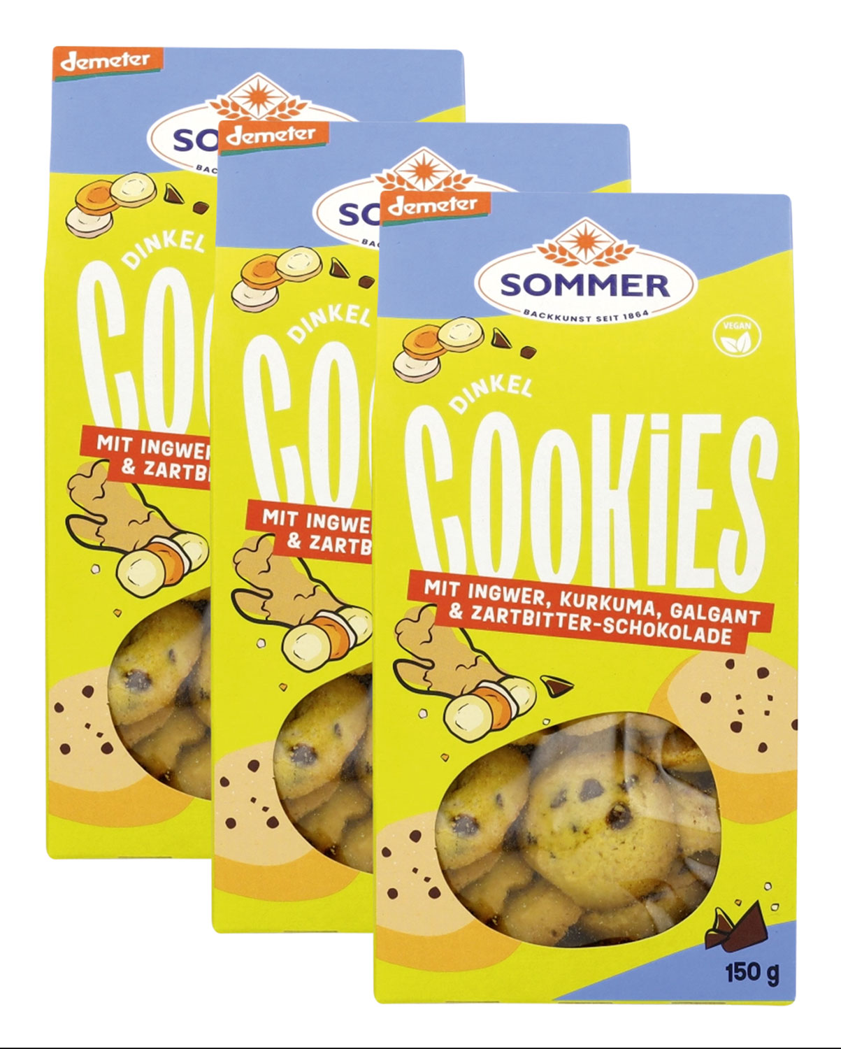 3er-Pack Sommer Dinkel Cookies, Ingwer, Kurkuma & Galgant
