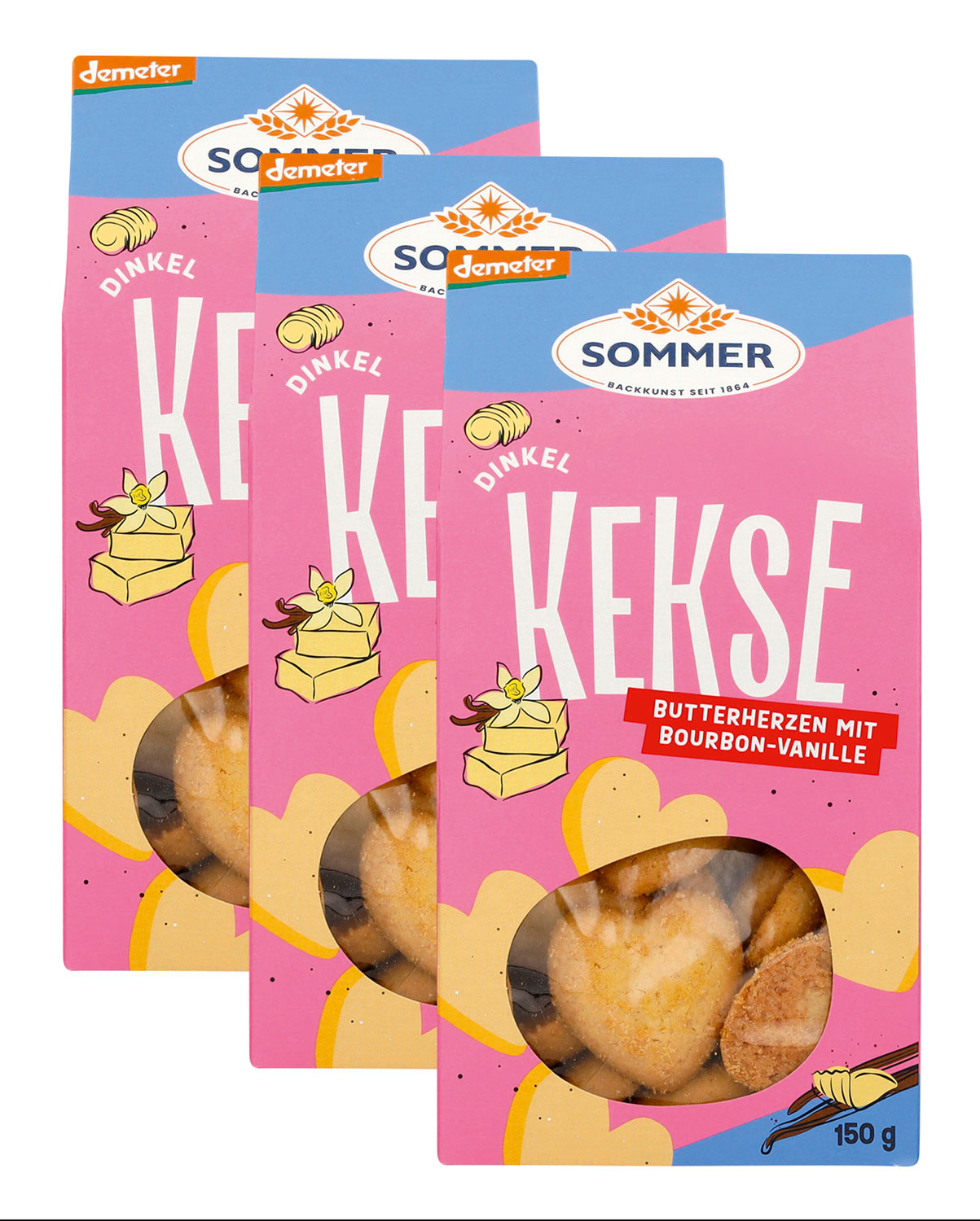 3er-Pack Sommer Dinkel Butterherzen