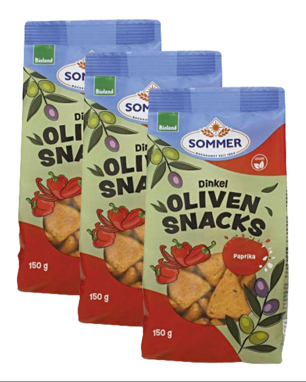 3er-Pack Sommer Dinkel Snack Olive-Paprika