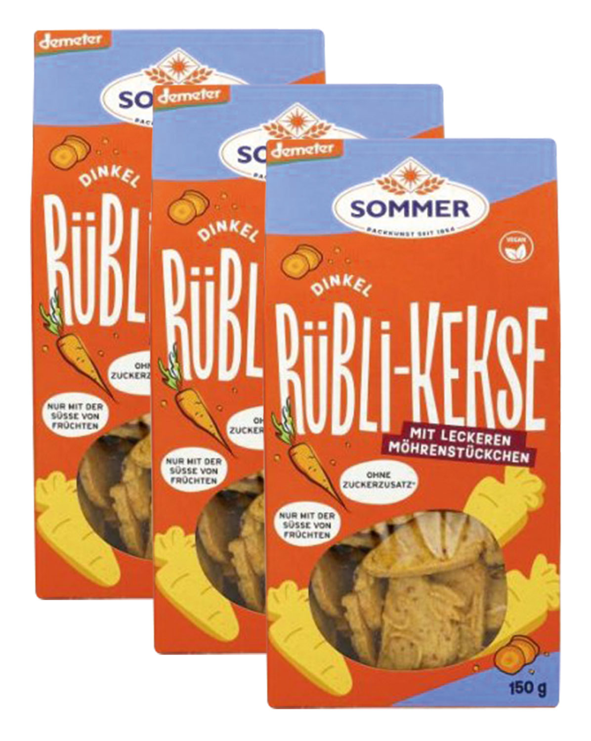 3er-Pack Sommer Dinkel R�bli-Kekse