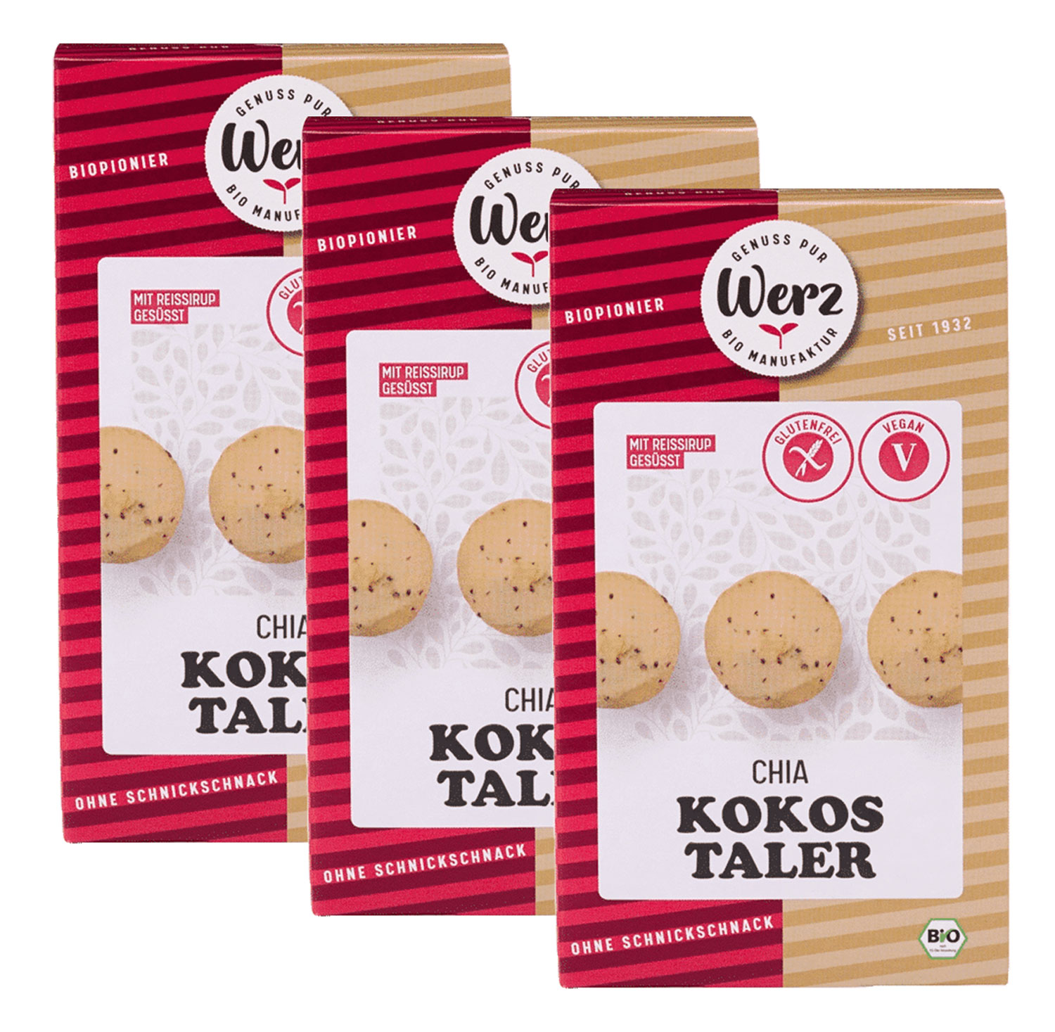 3er-Pack Werz Chia Kokostaler