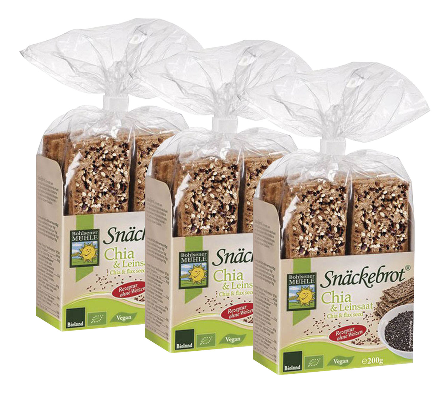 3er-Pack Sn�ckebrot Chia & Leinsaat