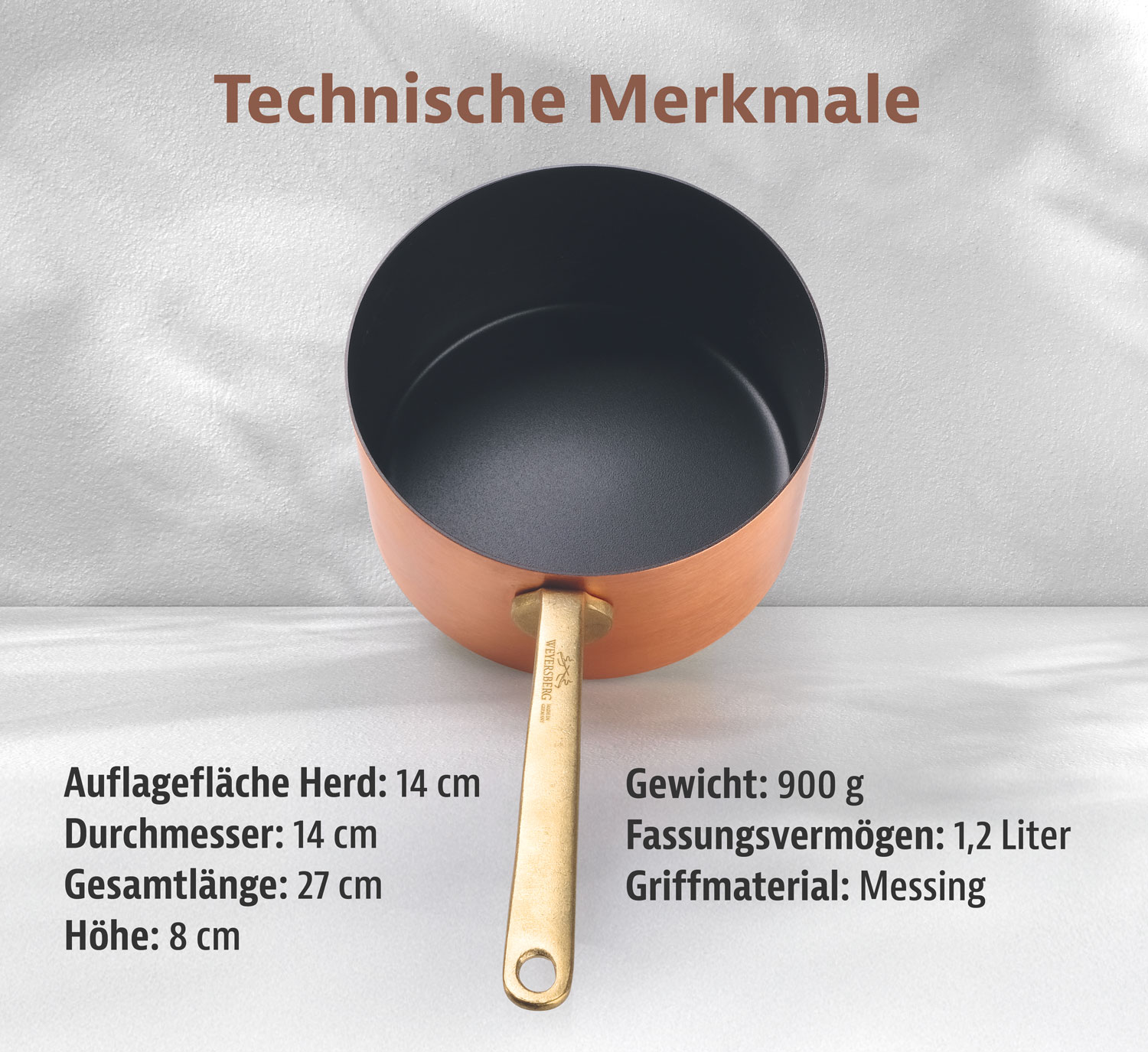 Kupfermanufaktur Weyersberg Kupfer-Stielkasserolle, Designlinie Keramik03