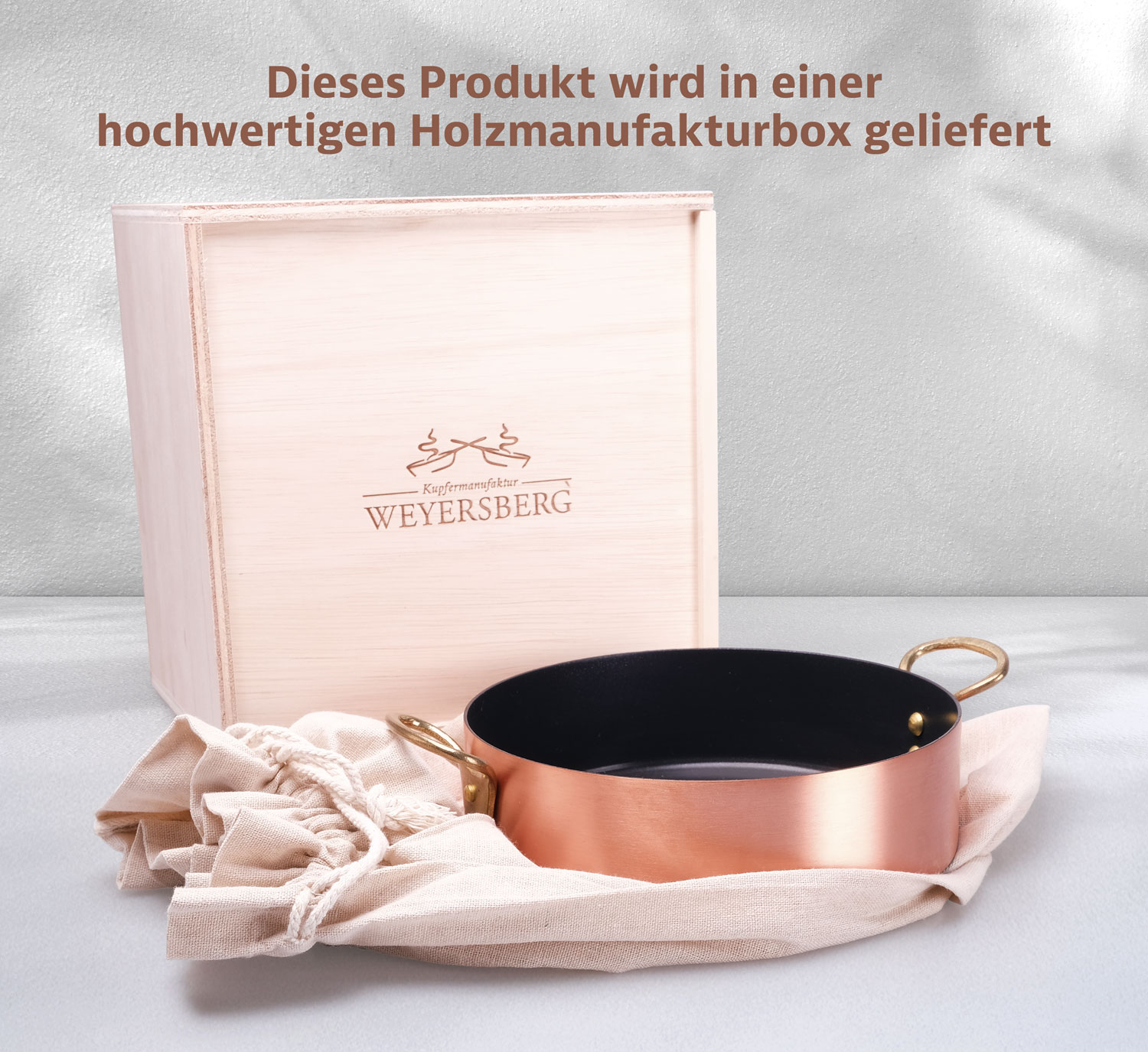 Kupfermanufaktur Weyersberg Kupfer-Sautoir mit Griffen, Designlinie Keramik08