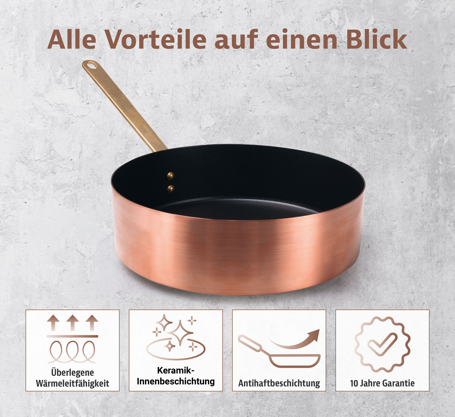 Kupfermanufaktur Weyersberg Kupfer-Sautoir mit Stiel, Designlinie Keramik01