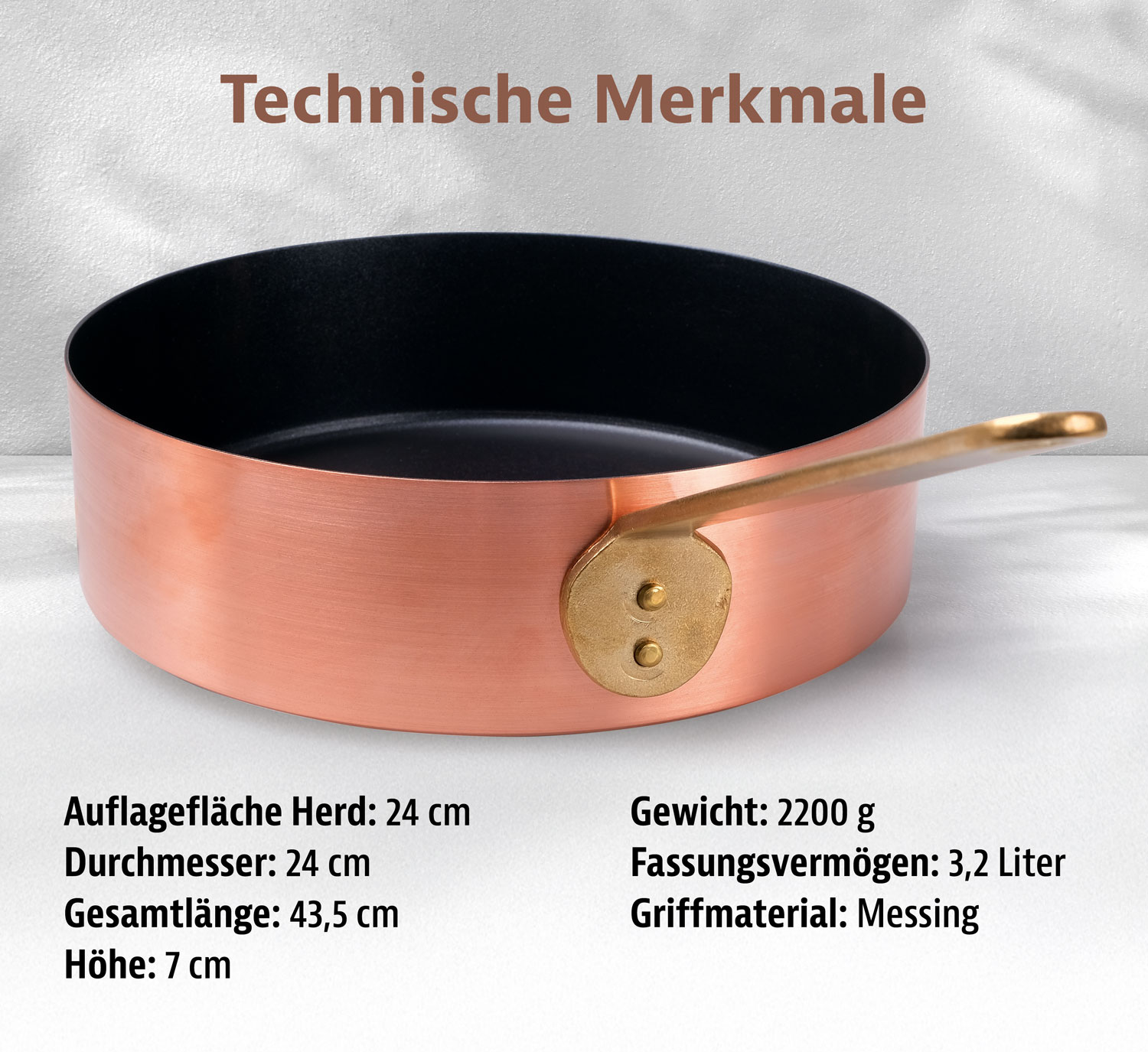 Kupfermanufaktur Weyersberg Kupfer-Sautoir mit Stiel, Designlinie Keramik03