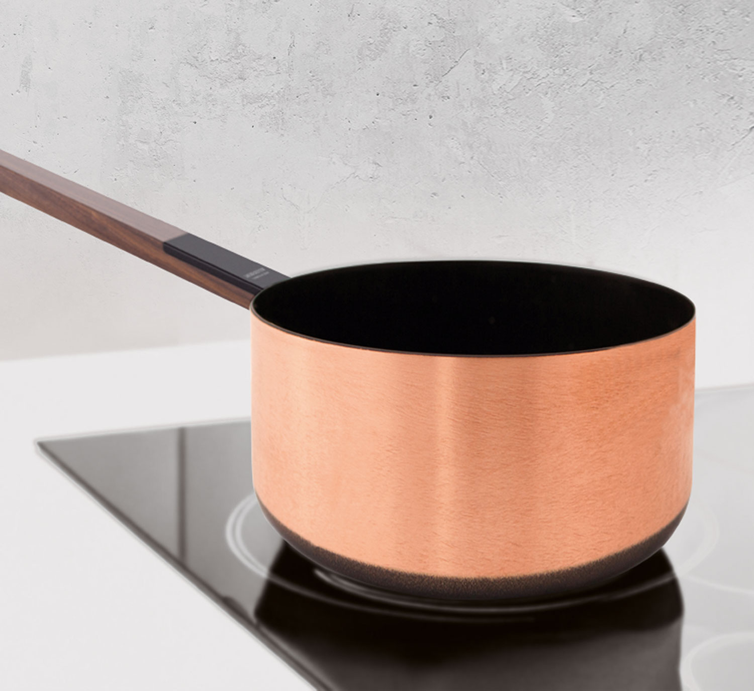 Kupfermanufaktur Weyersberg Kupfer-Stielkasserolle, Designlinie Chrom-Noir