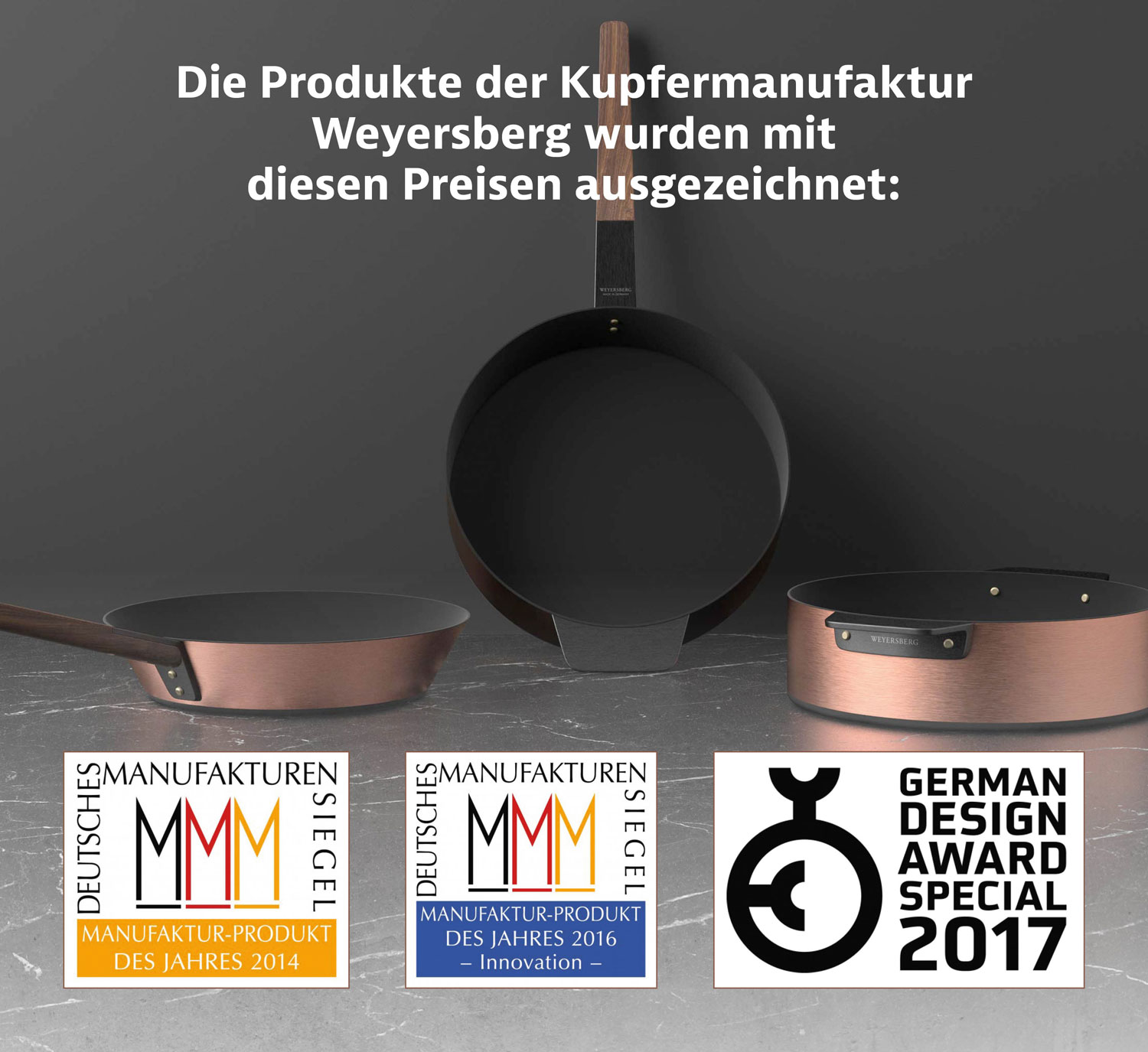 Kupfermanufaktur Weyersberg Kupfer-Stielkasserolle, Designlinie Chrom-Noir08