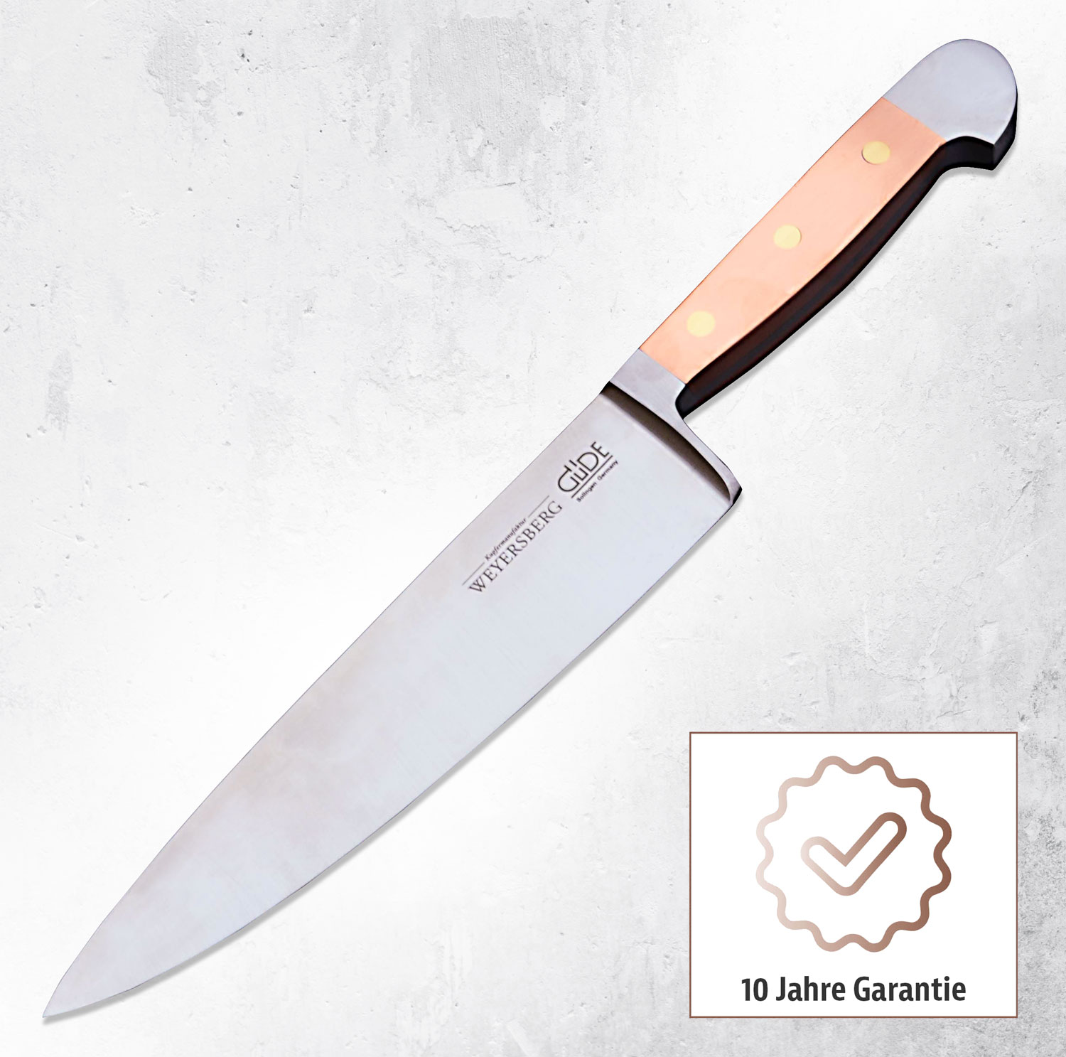 Kupfermanufaktur Weyersberg Kochmesser mit Kupfergriff und Filzaufbewahrung01