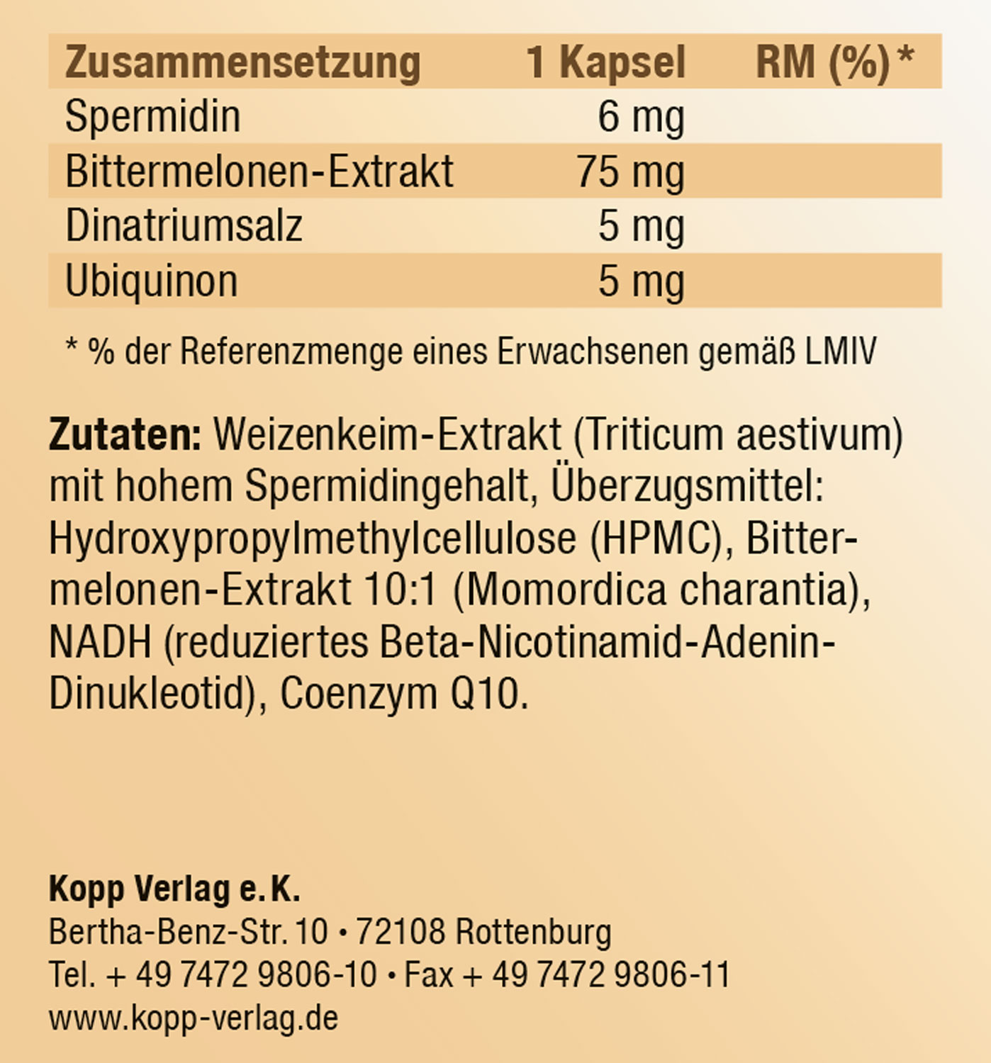 Kopp Vital Spermidin Plus / 6 mg / 120 Kapseln03