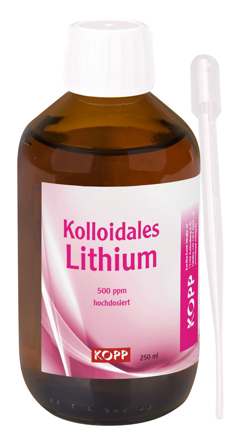 Kolloidales Lithium - Konzentration 500 ppm / 5 mg Lithium je 10 ml / hochrein / hochdosiert