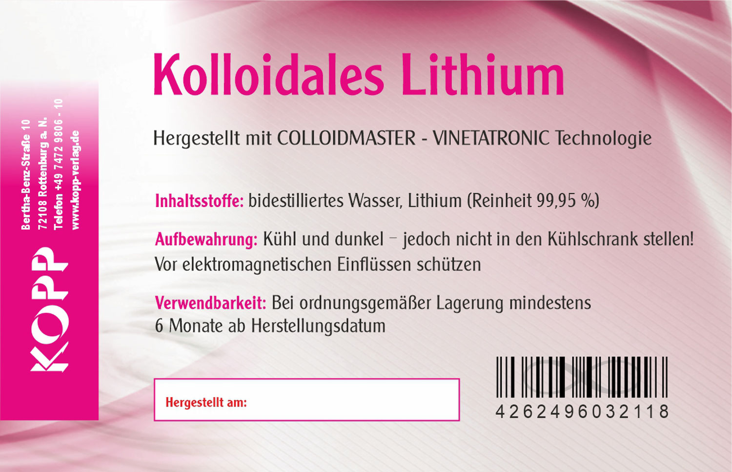 Kolloidales Lithium - Konzentration 500 ppm / 5 mg Lithium je 10 ml / hochrein / hochdosiert02