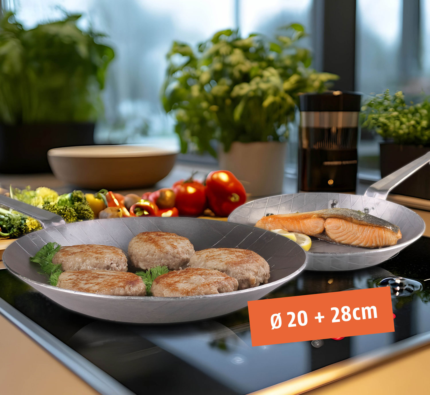 GSW Eisenpfanne - geschmiedet - 2er-Set:  20 cm und  28 cm - Wie neu