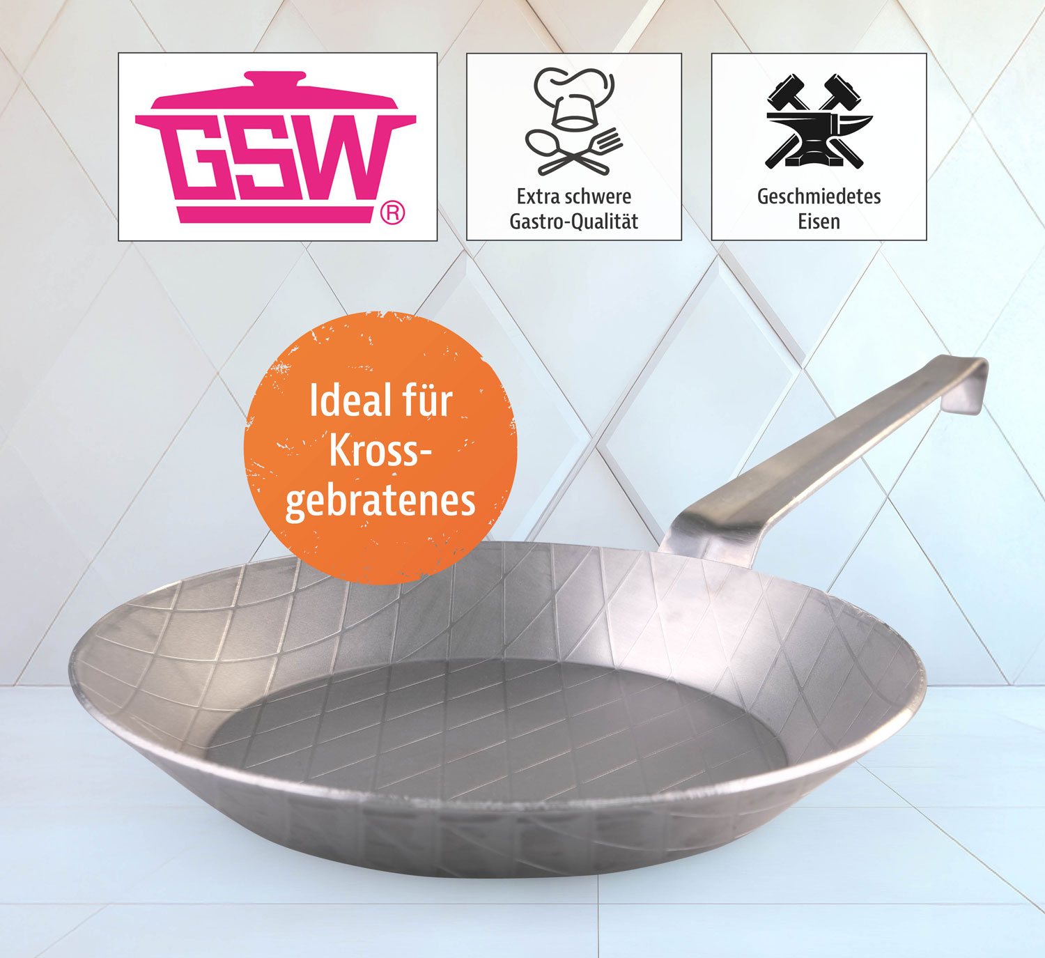 GSW Eisenpfanne - geschmiedet - 2er-Set:  20 cm und  28 cm - Wie neu01