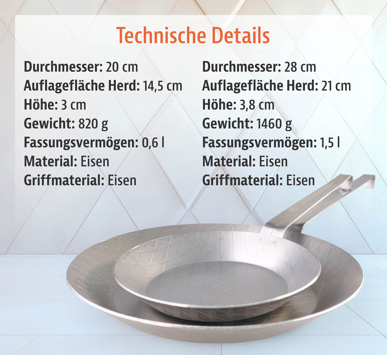 GSW Eisenpfanne - geschmiedet - 2er-Set:  20 cm und  28 cm - Wie neu03