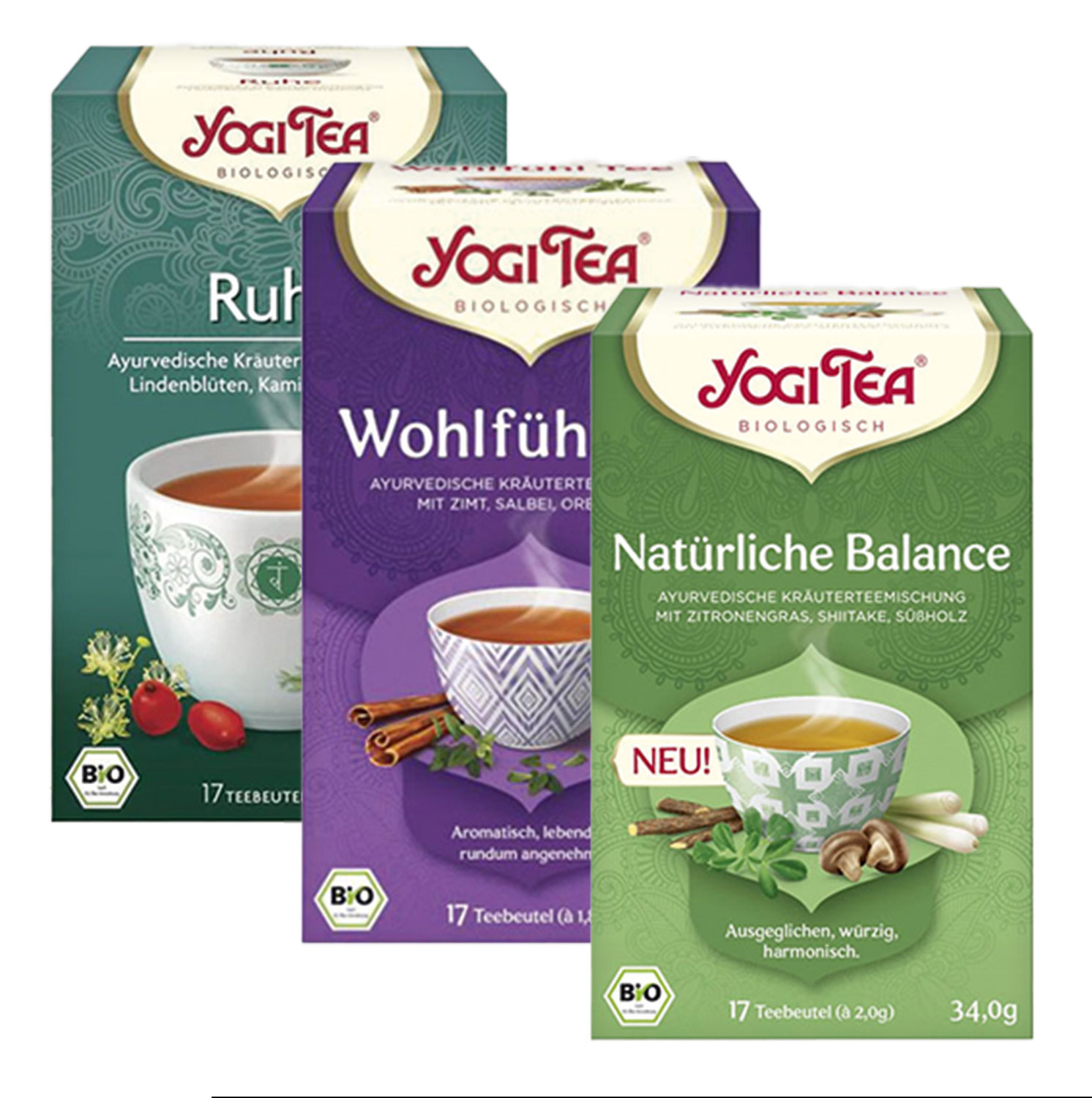3er-Set Yogi Bio-Krutertee Auswahl