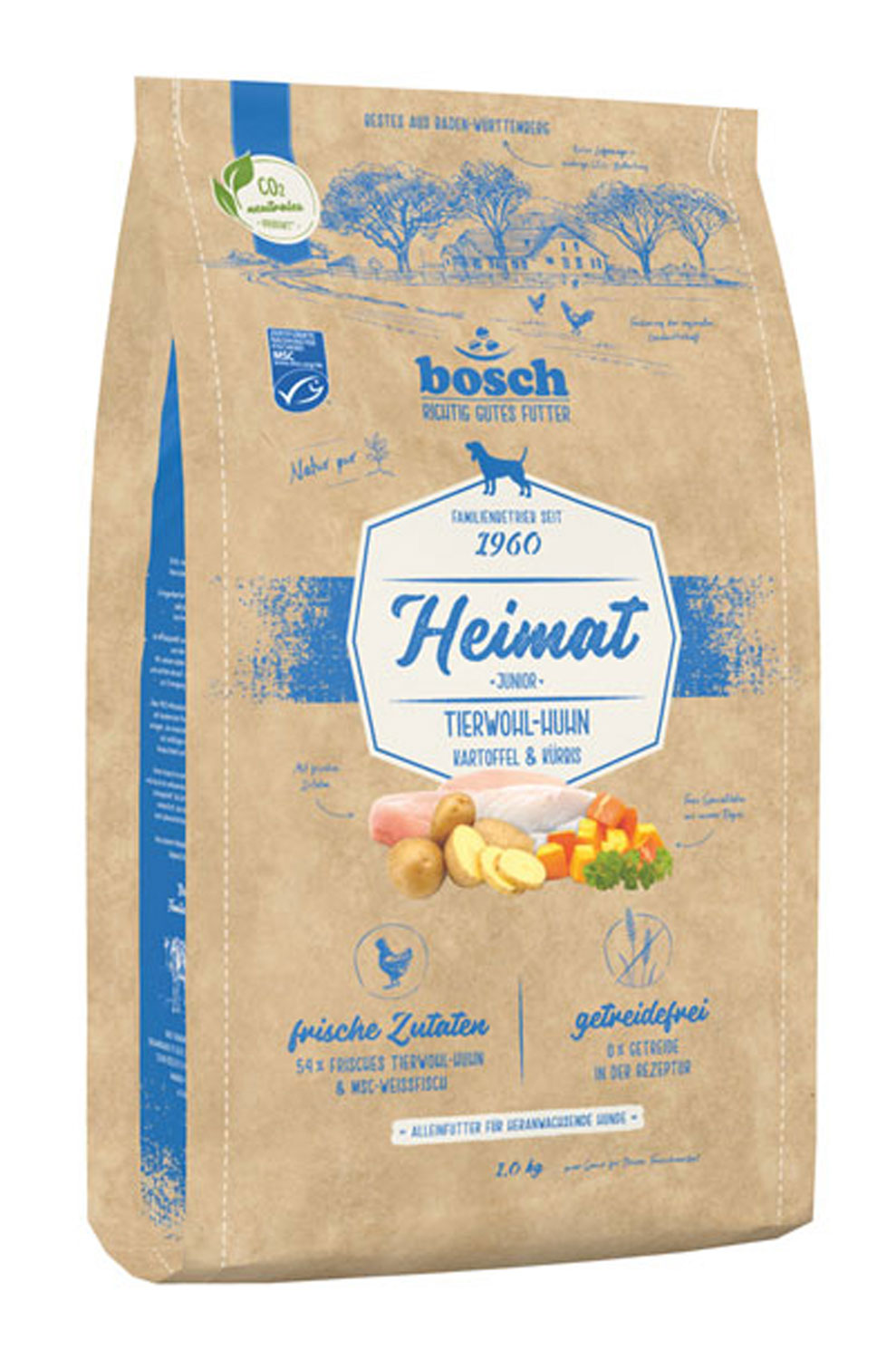 Bosch Heimat Junior Tierwohl-Huhn 1 kg, MHD 06.03.2025