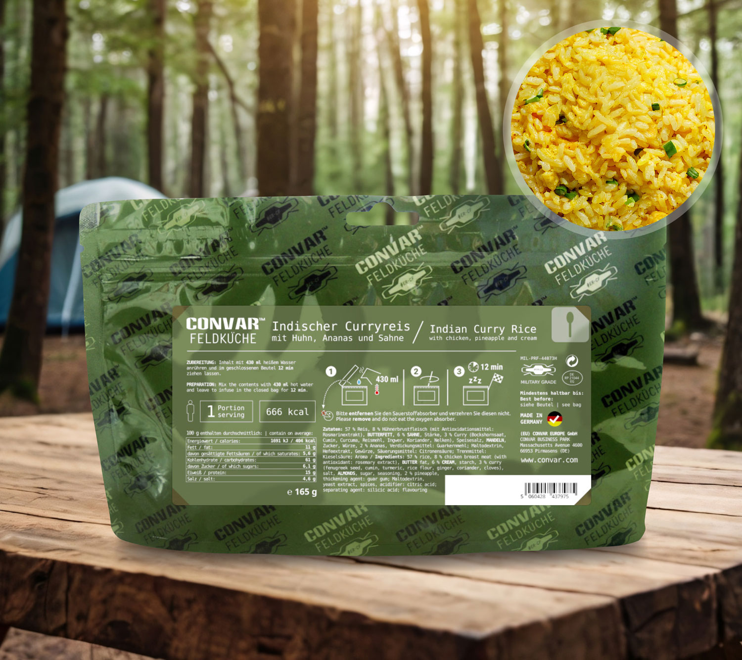  Convar Feldkche Indischer Curryreis mit Huhn, Ananas und Sahne 