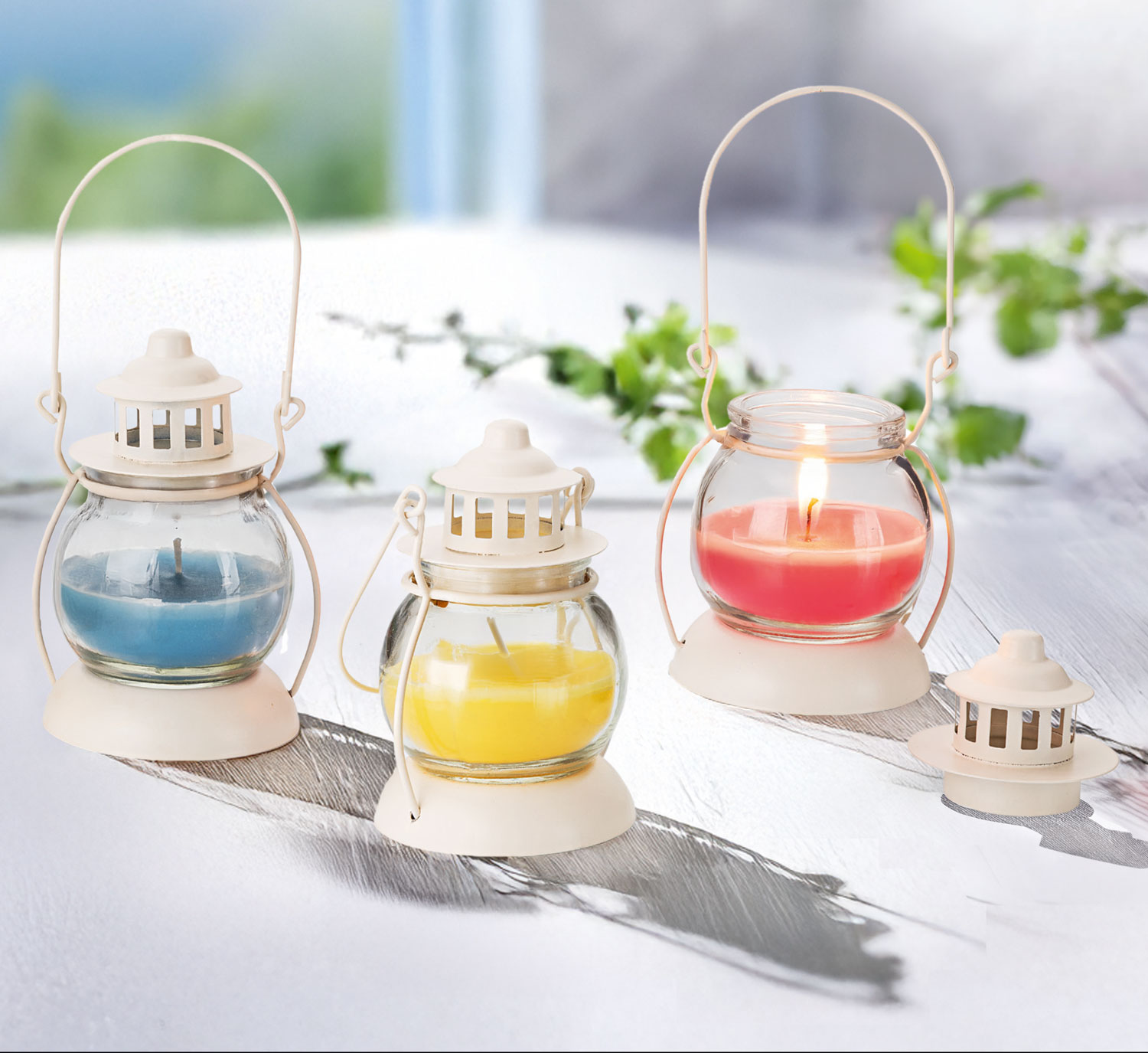 3er-Set Duftkerzen in Mini-Laternen