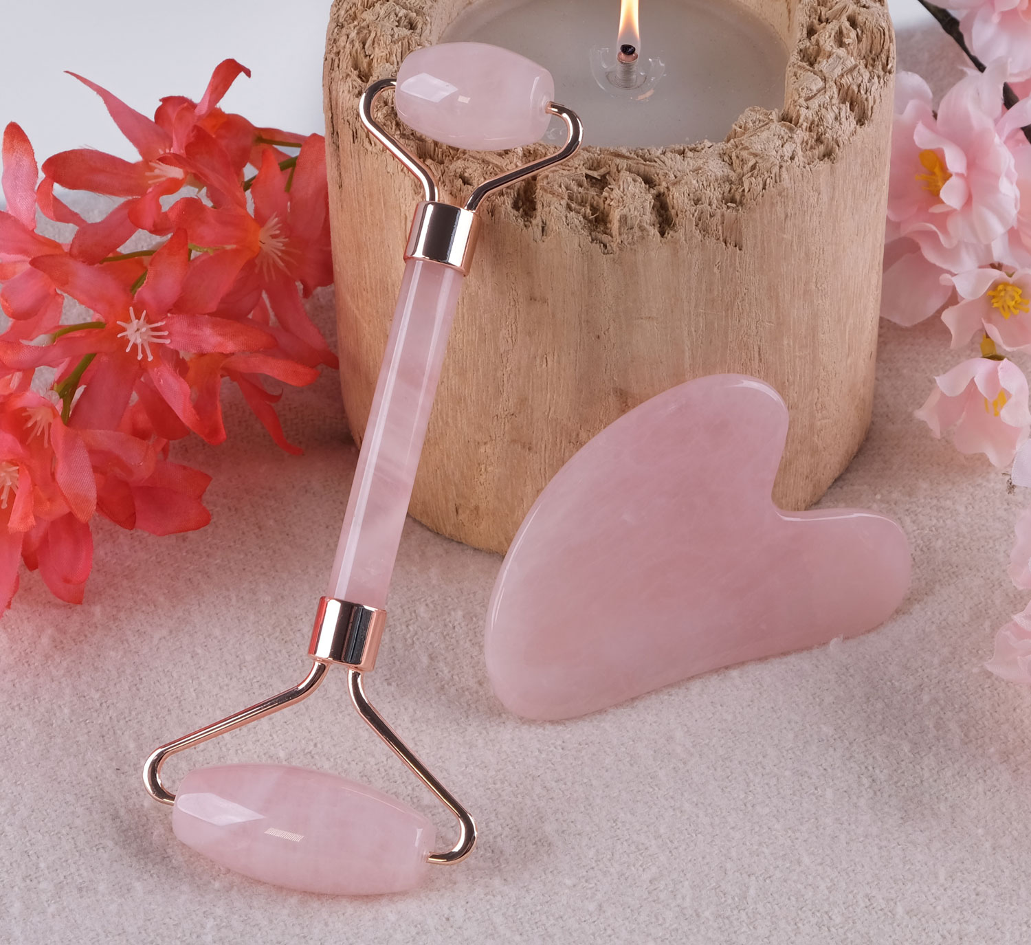 Rosenquarz-Massage-Set