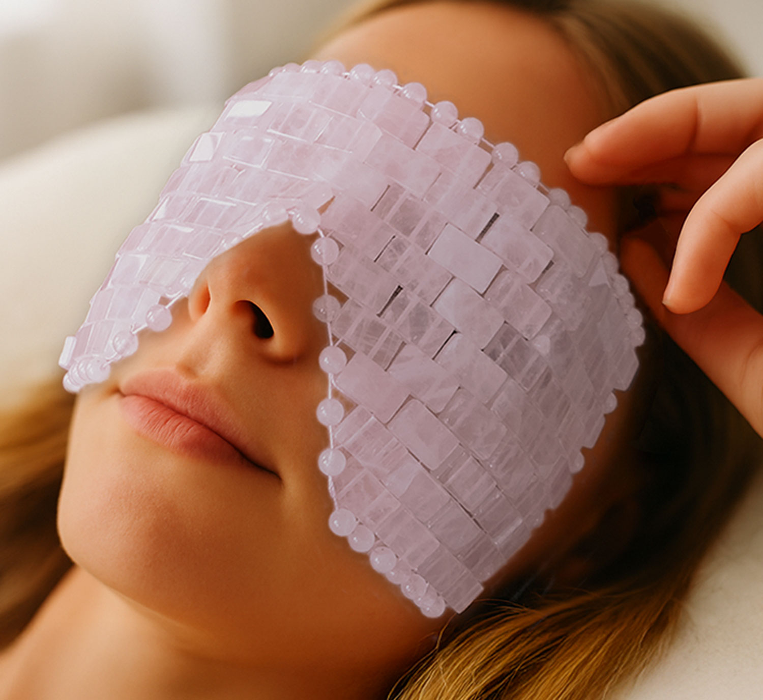 Rosenquarz-Augenmaske - Wie neu