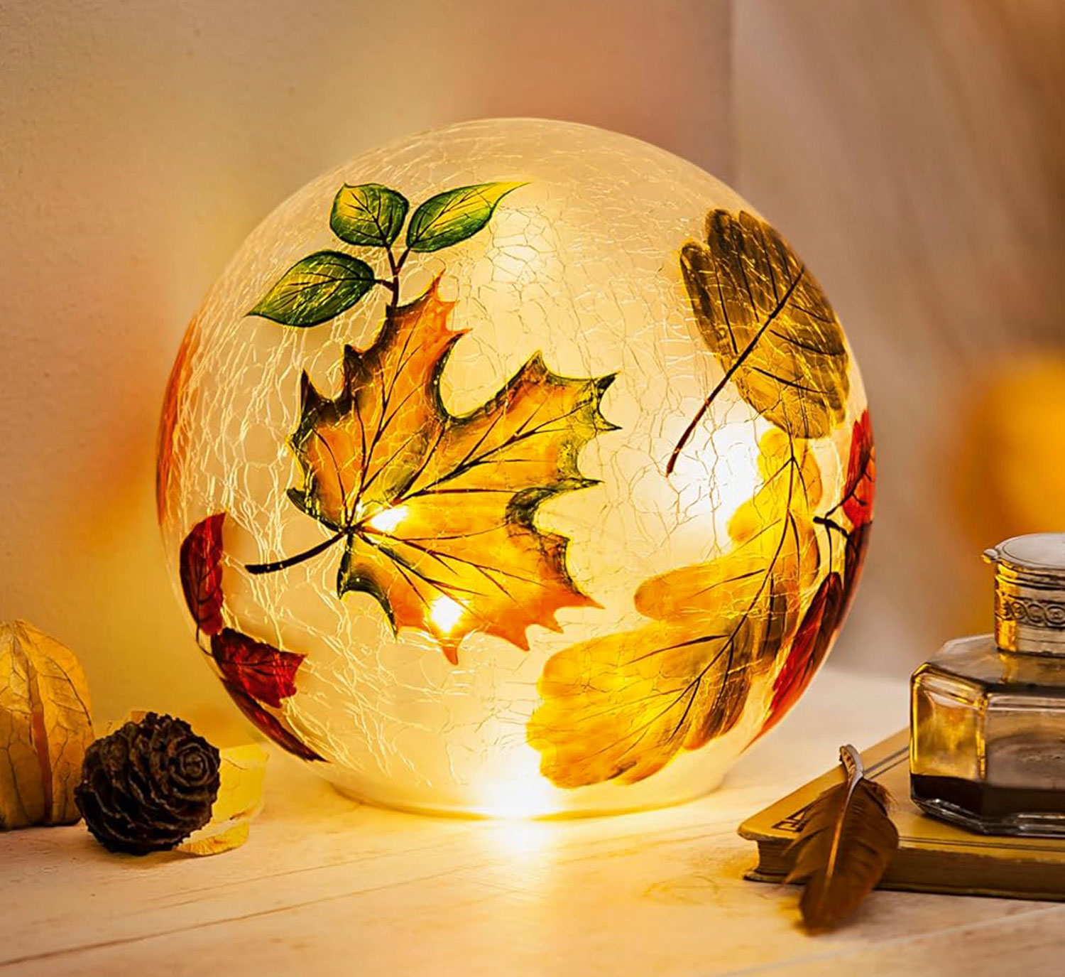 LED-Glaskugel Herbst
