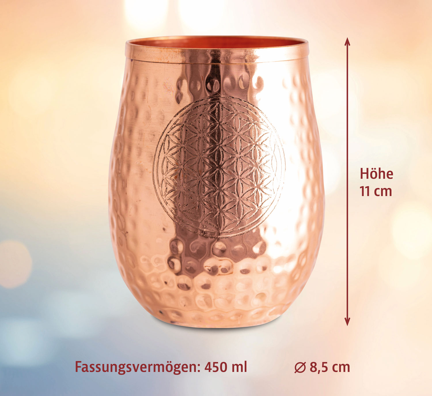 Kupfertrinkbecher Blume des Lebens01