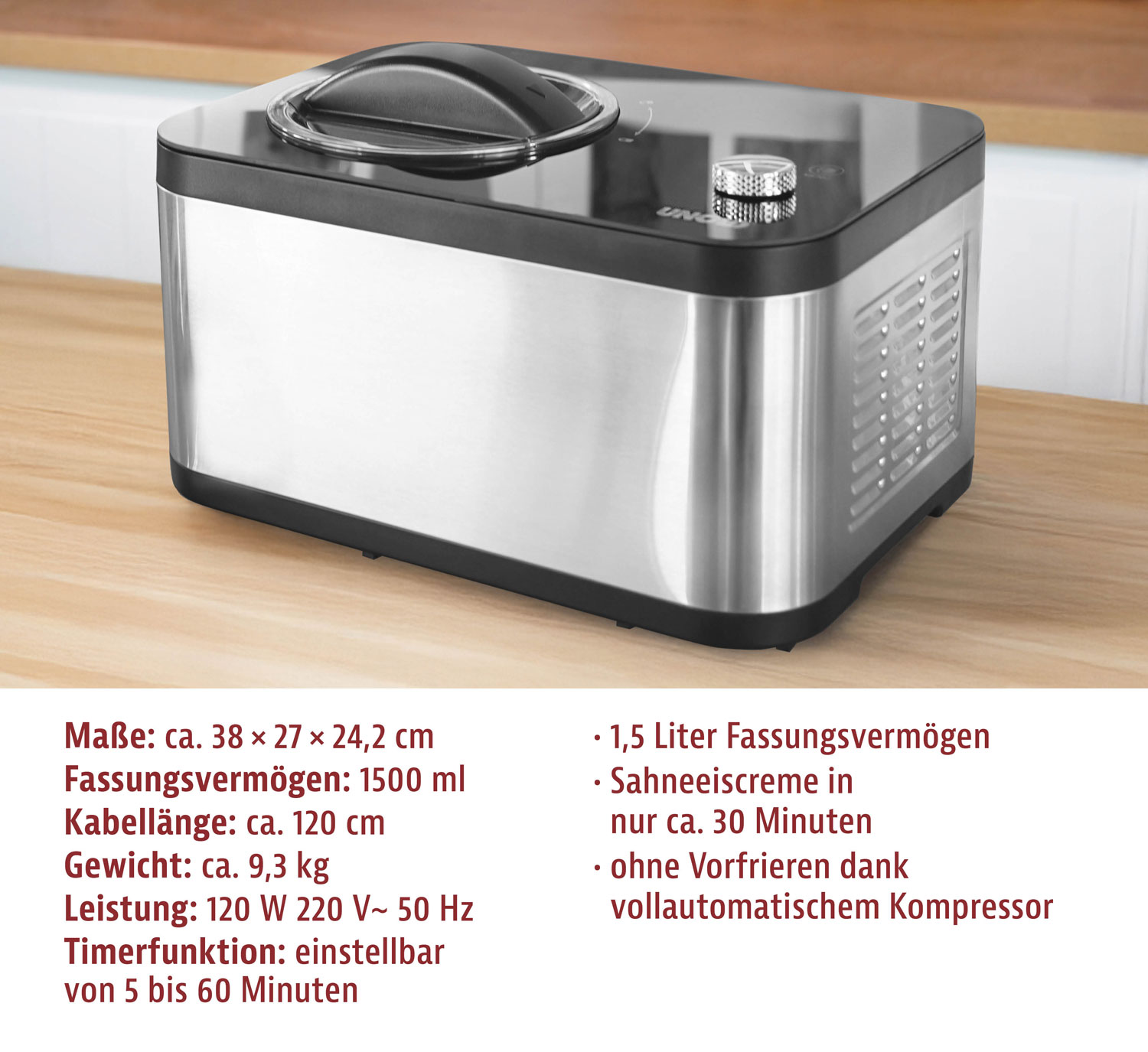  UNOLD   2 in 1 Eismaschine und Joghurtbereiter EVA - Wie neu 01