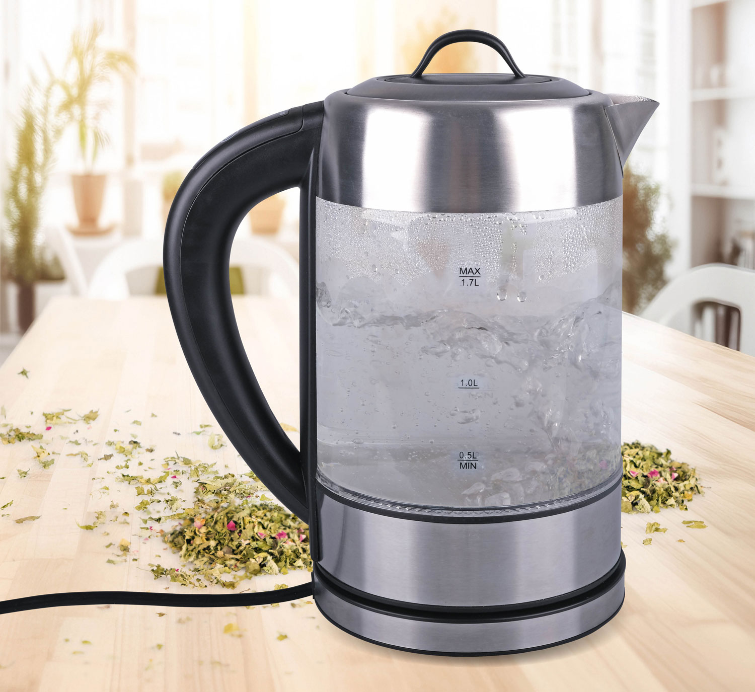  2-in-1 Wasser- und Teekocher mit LED-Beleuchtung 