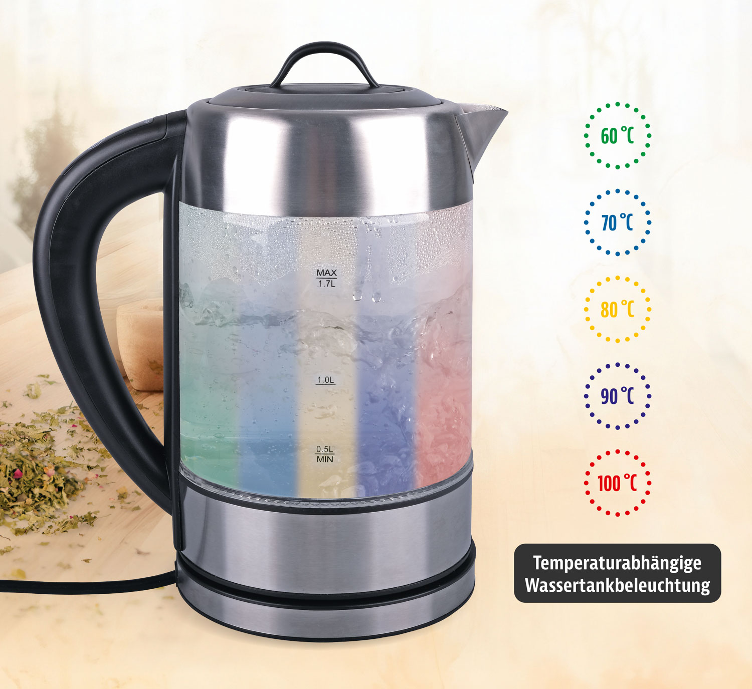  2-in-1 Wasser- und Teekocher mit LED-Beleuchtung 03