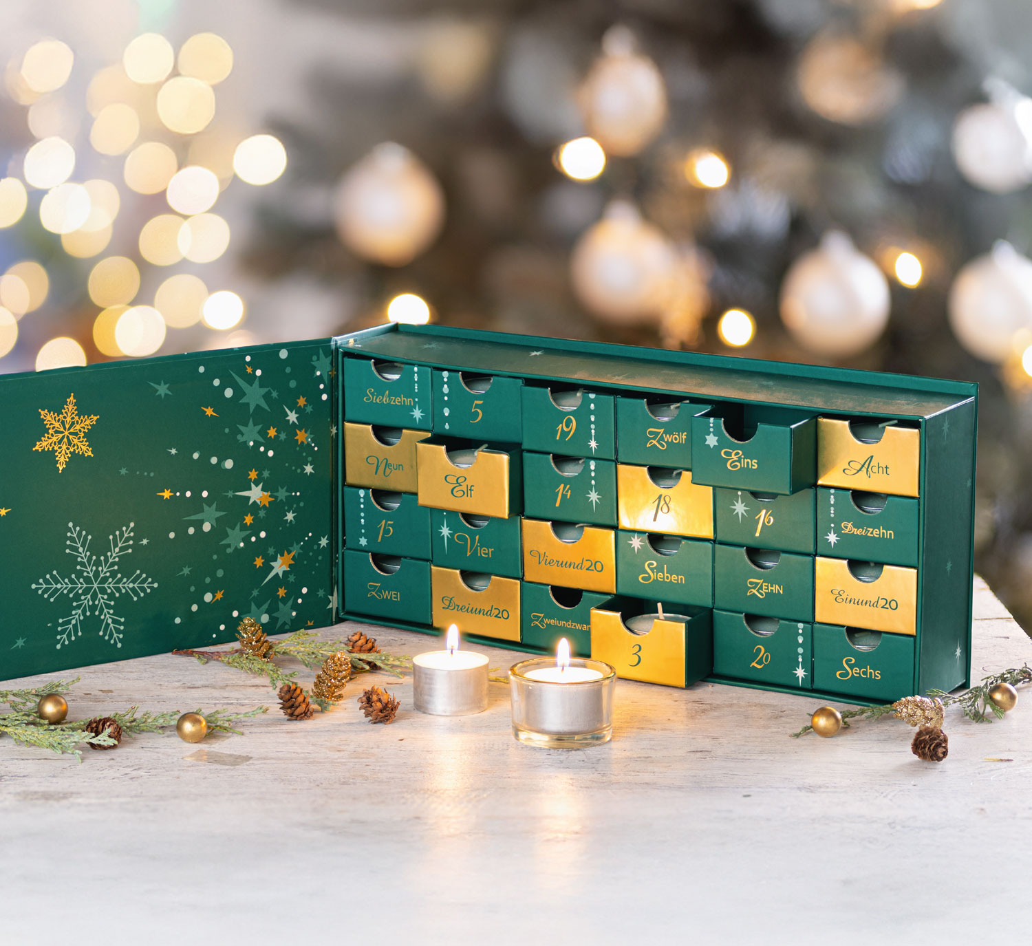 Adventskalender Glckslicht 24 Teelichter