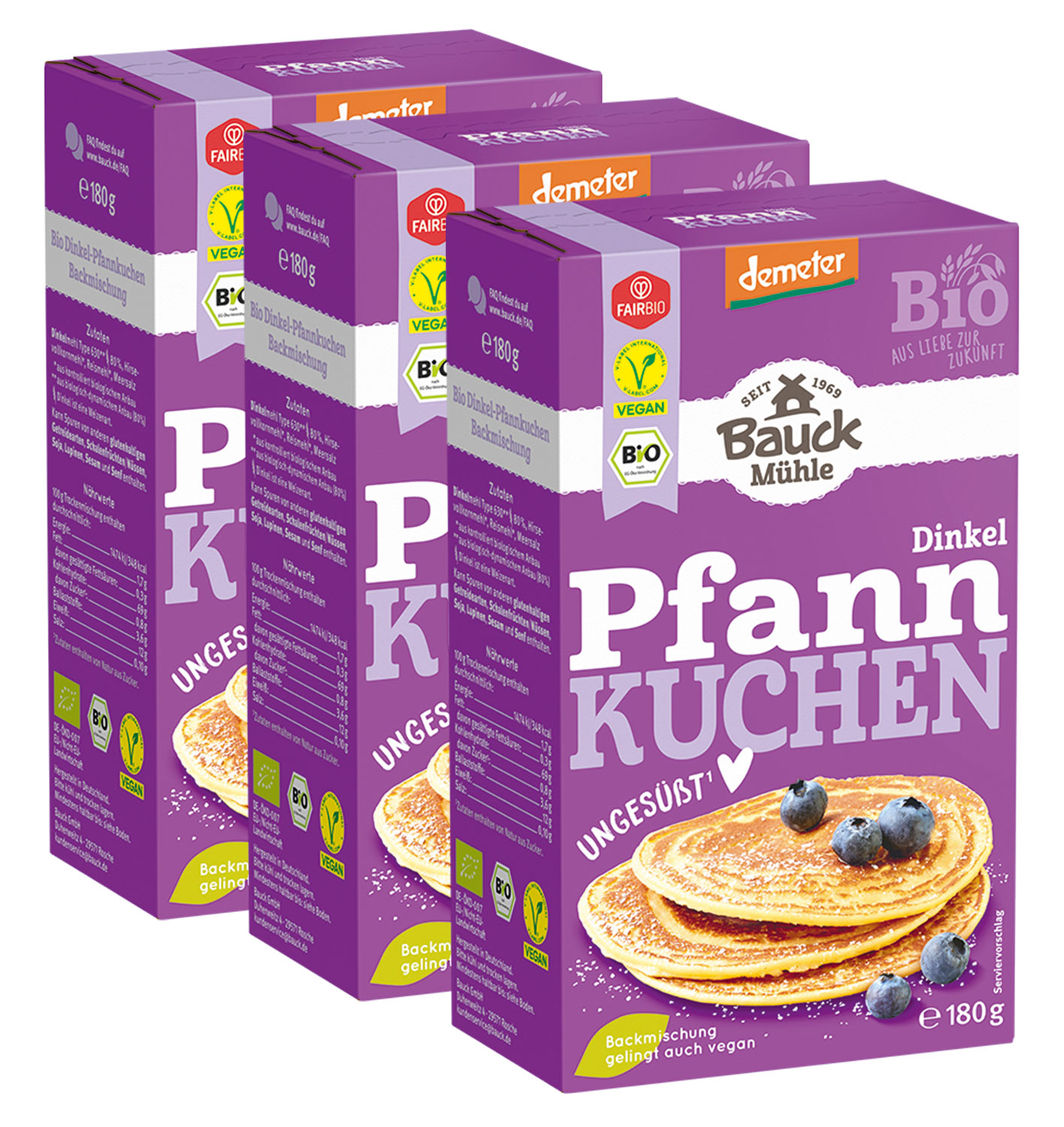 3er-Pack Bauck Mhle Dinkel-Pfannkuchen Bio