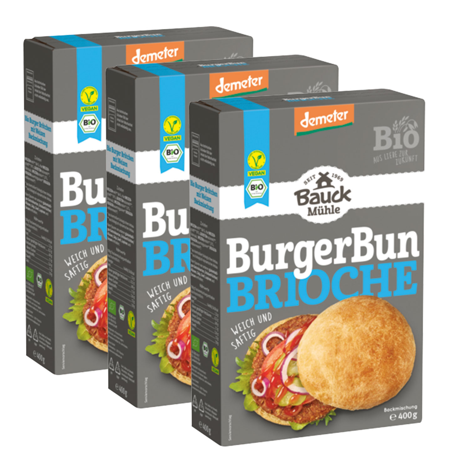 3er-Pack Bauck Mhle Burger Bun Brioche Bio