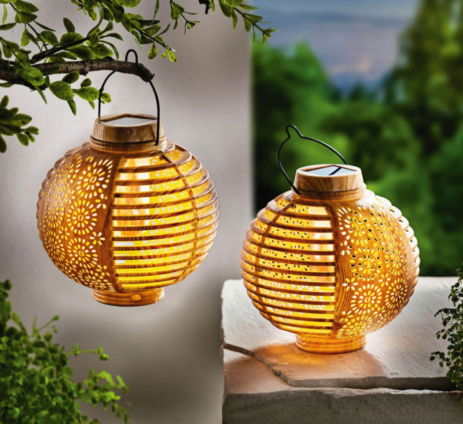 2er-Pack Solar-Laternen Flame