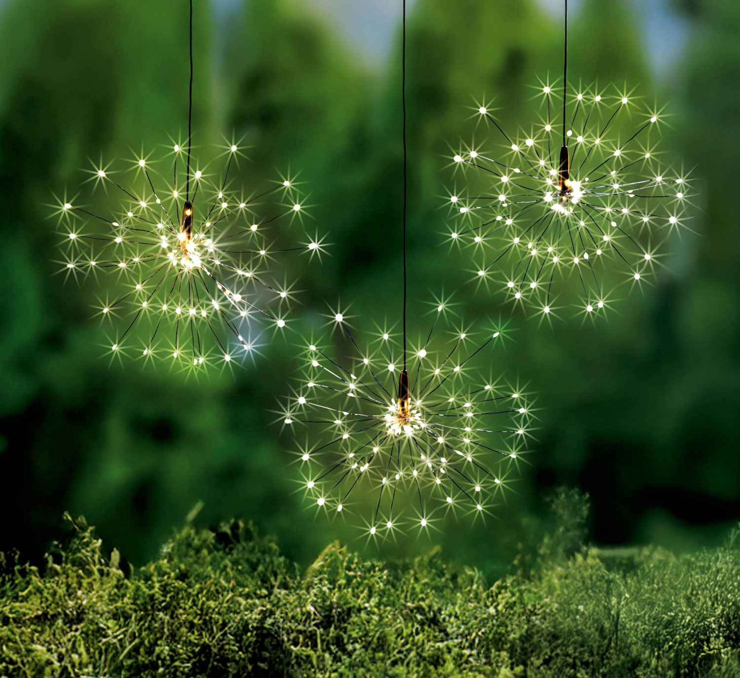 3er-Pack Solar-Hngelichter Feuerwerk