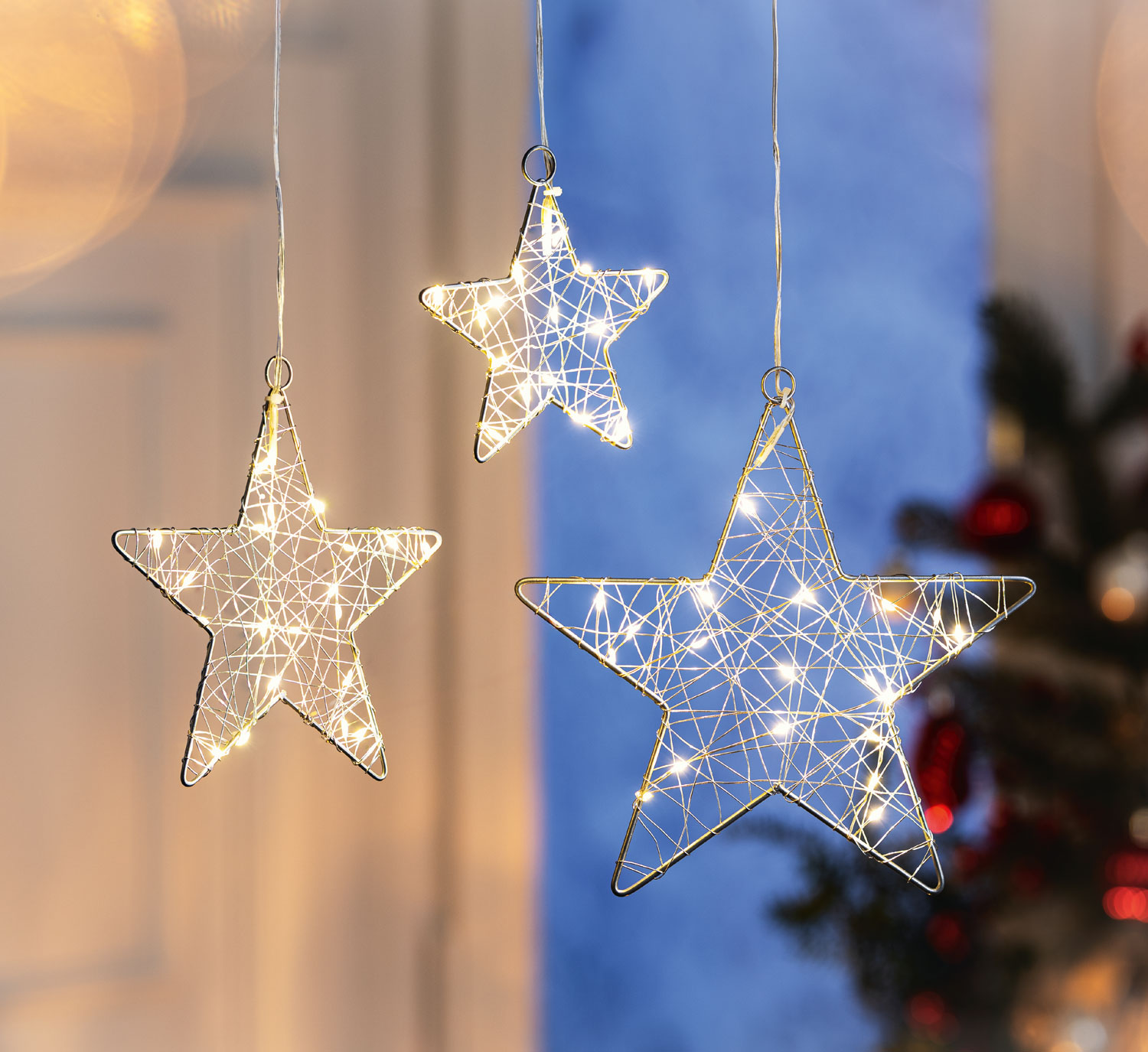 3er-Set LED-Hngedeko Sterne