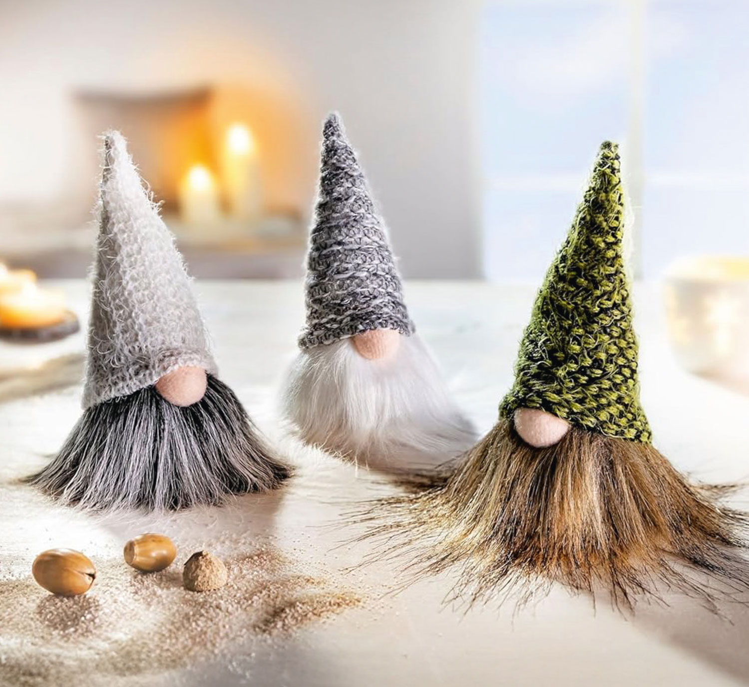 3er-Set Dekofiguren Wichtel Loki, Lobo & Lnne