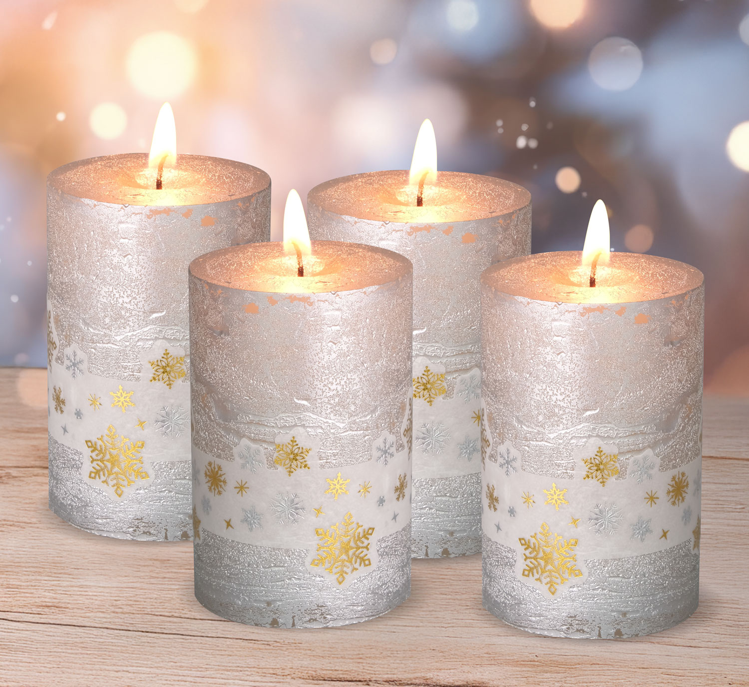 4er-Pack Stumpenkerzen