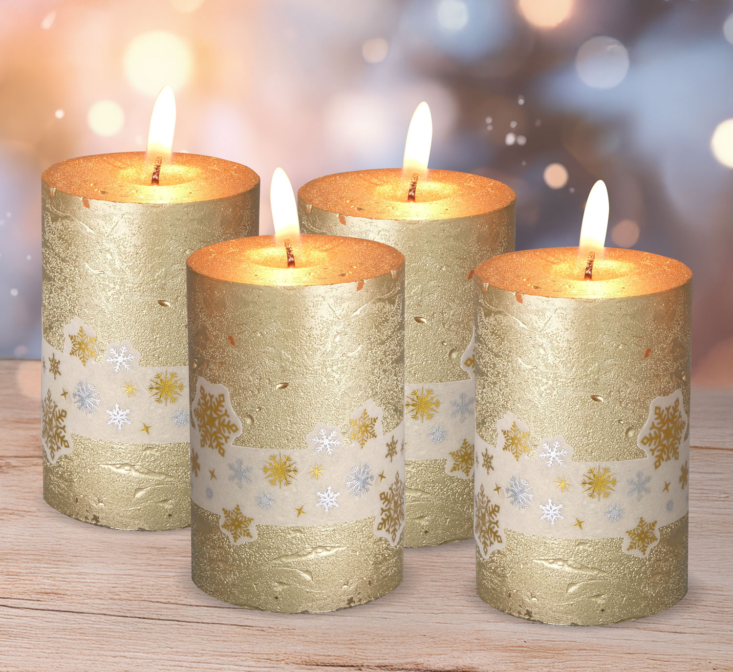 4er-Pack Stumpenkerzen