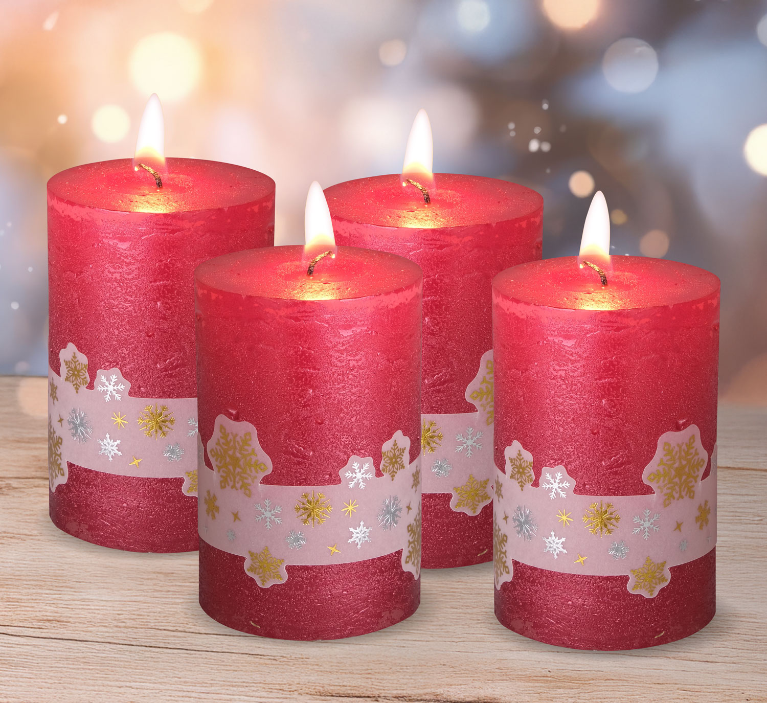 4er-Pack Stumpenkerzen