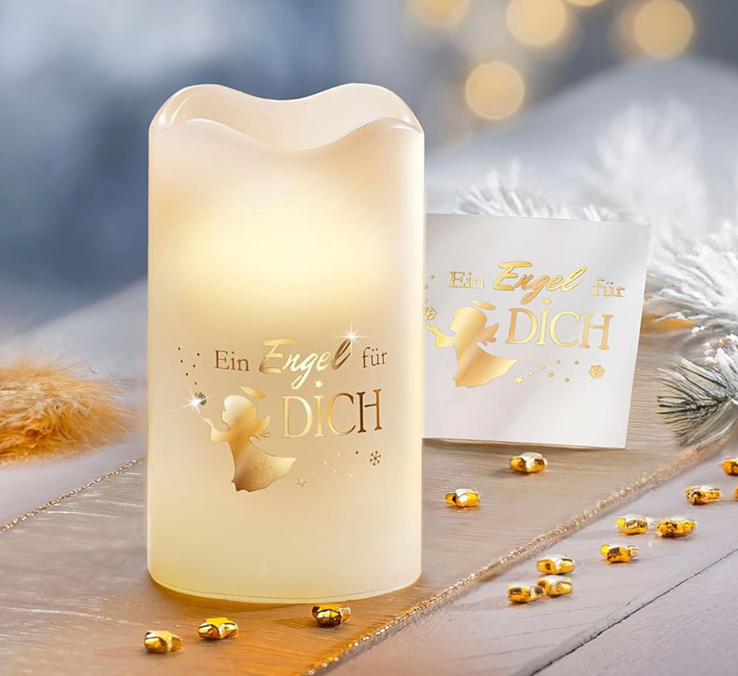 Geschenkset LED-Echtwachskerze Engel