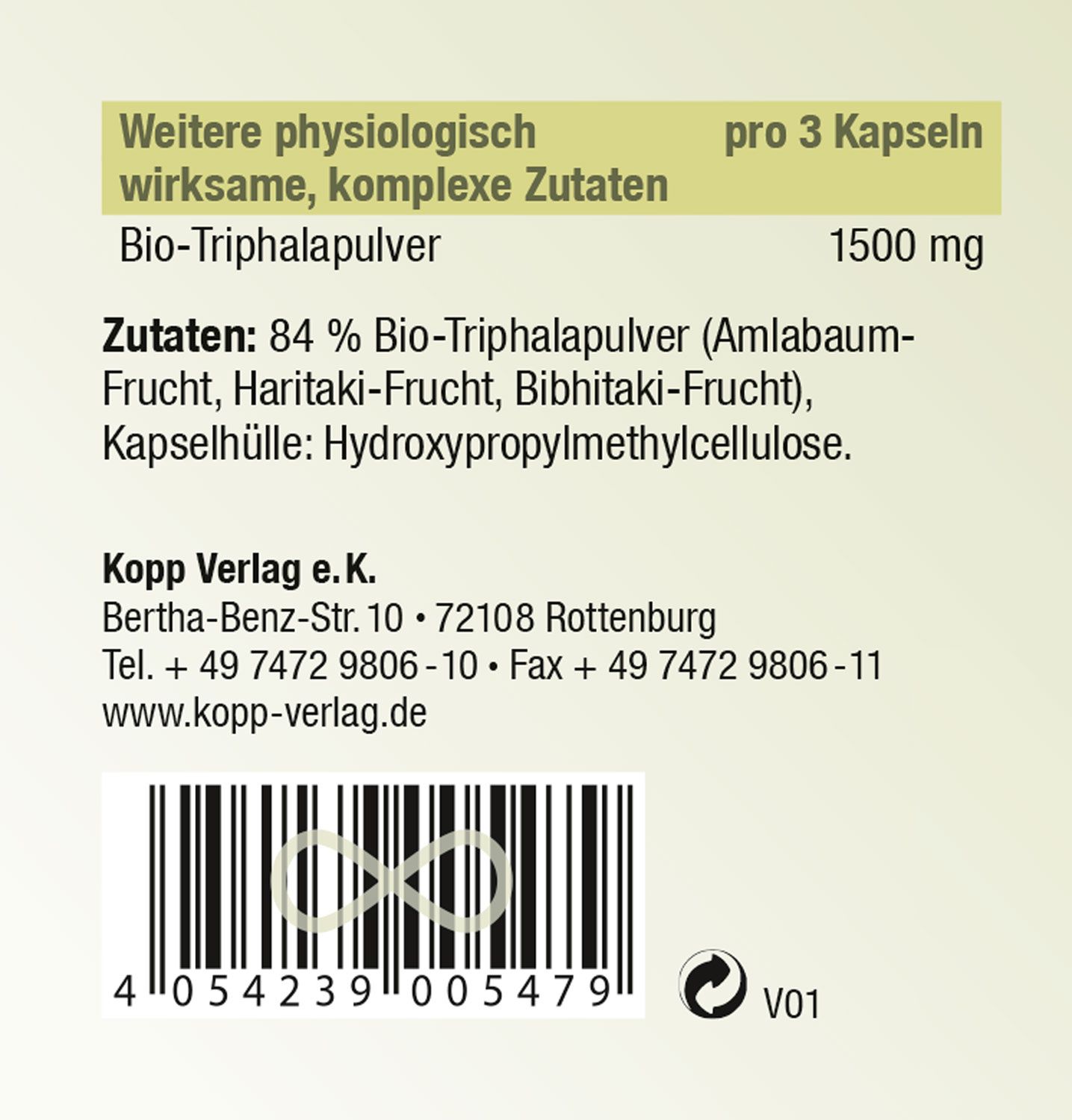 Kopp Vital   Bio-Triphala / 500 mg / 180 Kapseln02