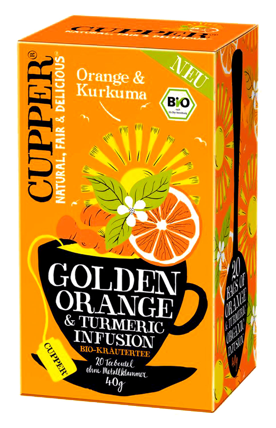 Cupper Krutertee Honigbusch, Kurkuma & Orange Bio