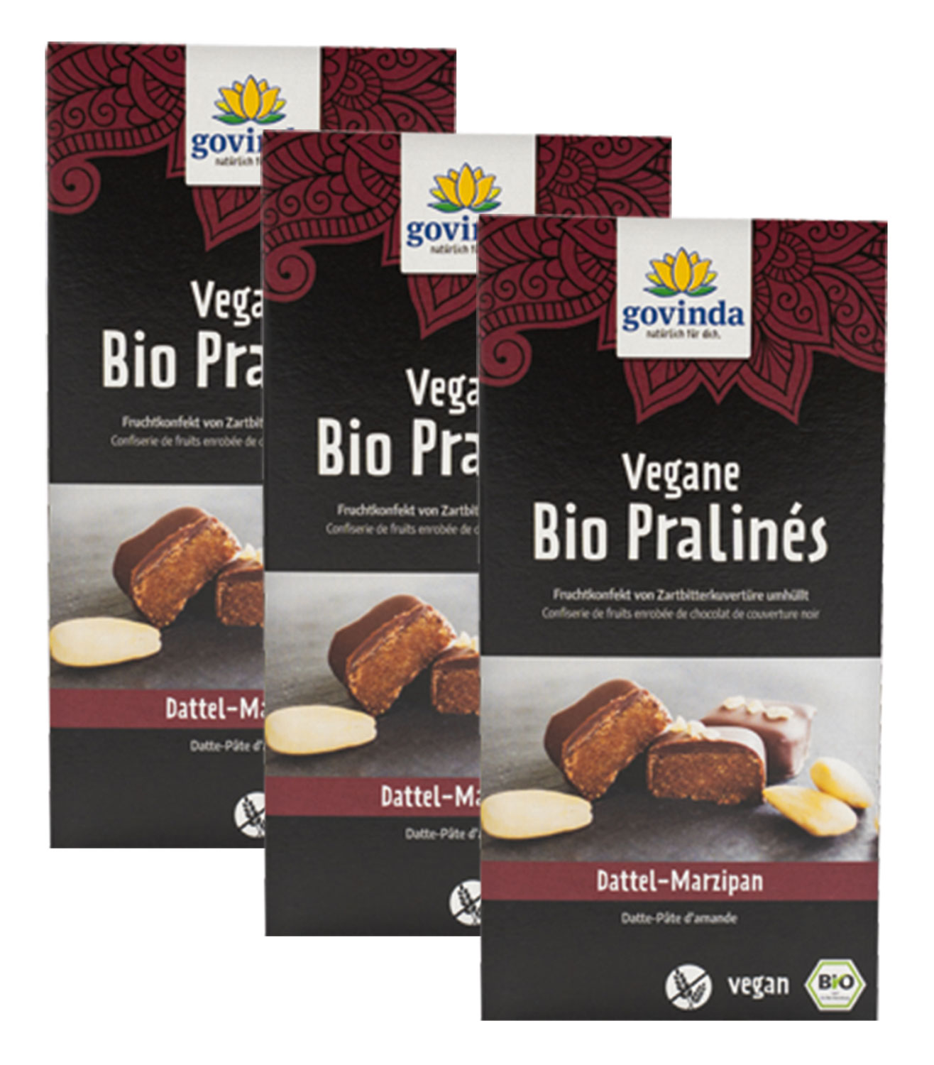 3er-Pack Bio-Pralins Dattel-Marzipan