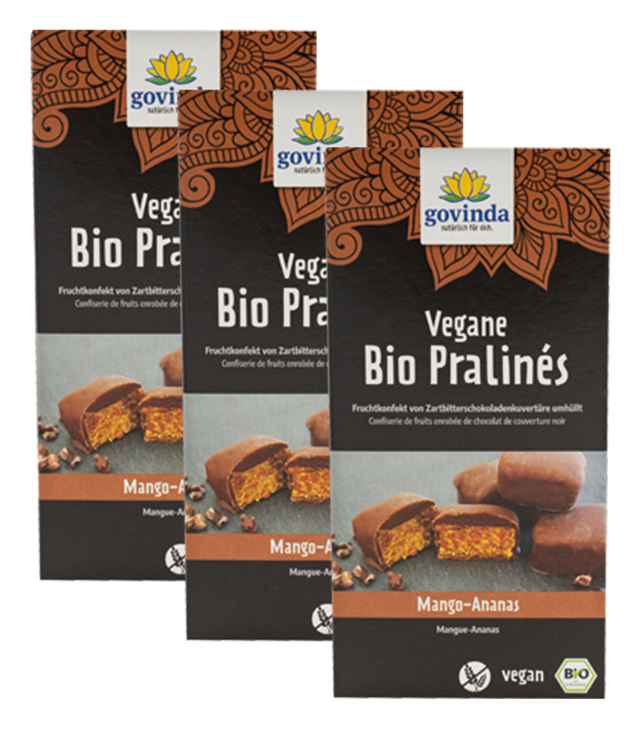 3er-Pack Bio-Pralins Mango-Ananas