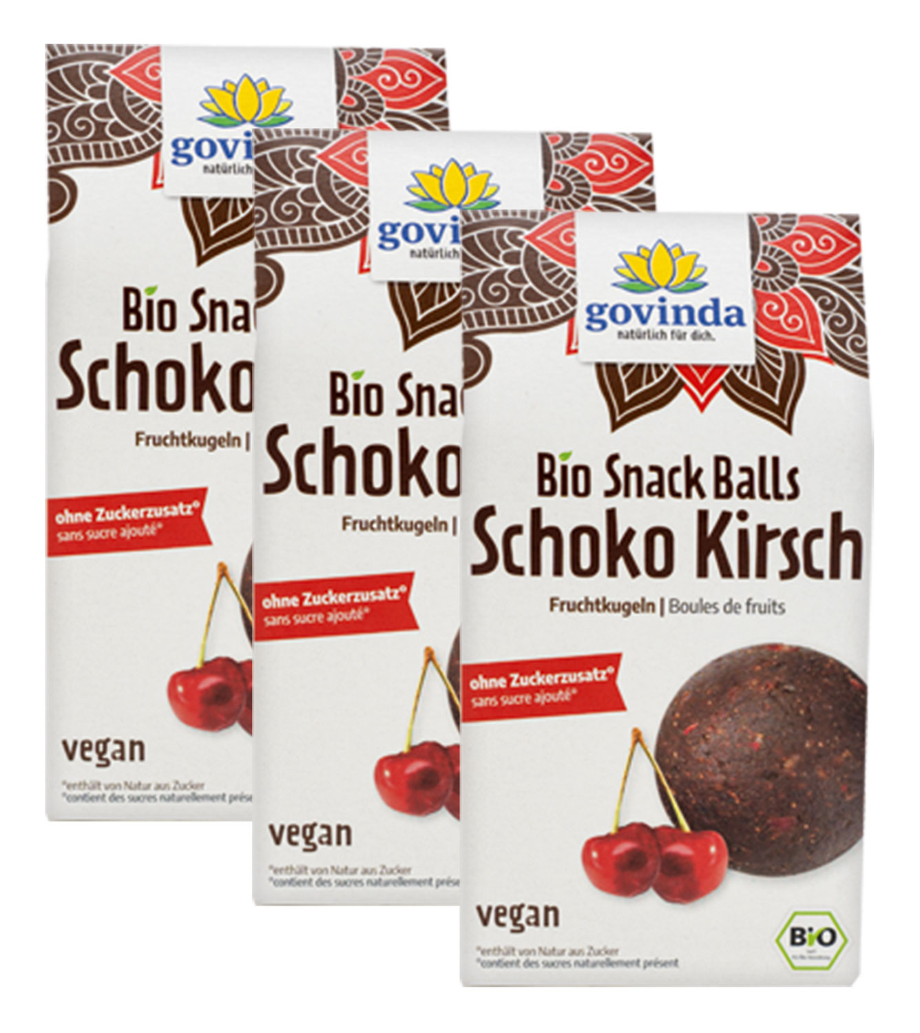 3er-Pack Bio-Snack-Balls Schoko-Kirsch